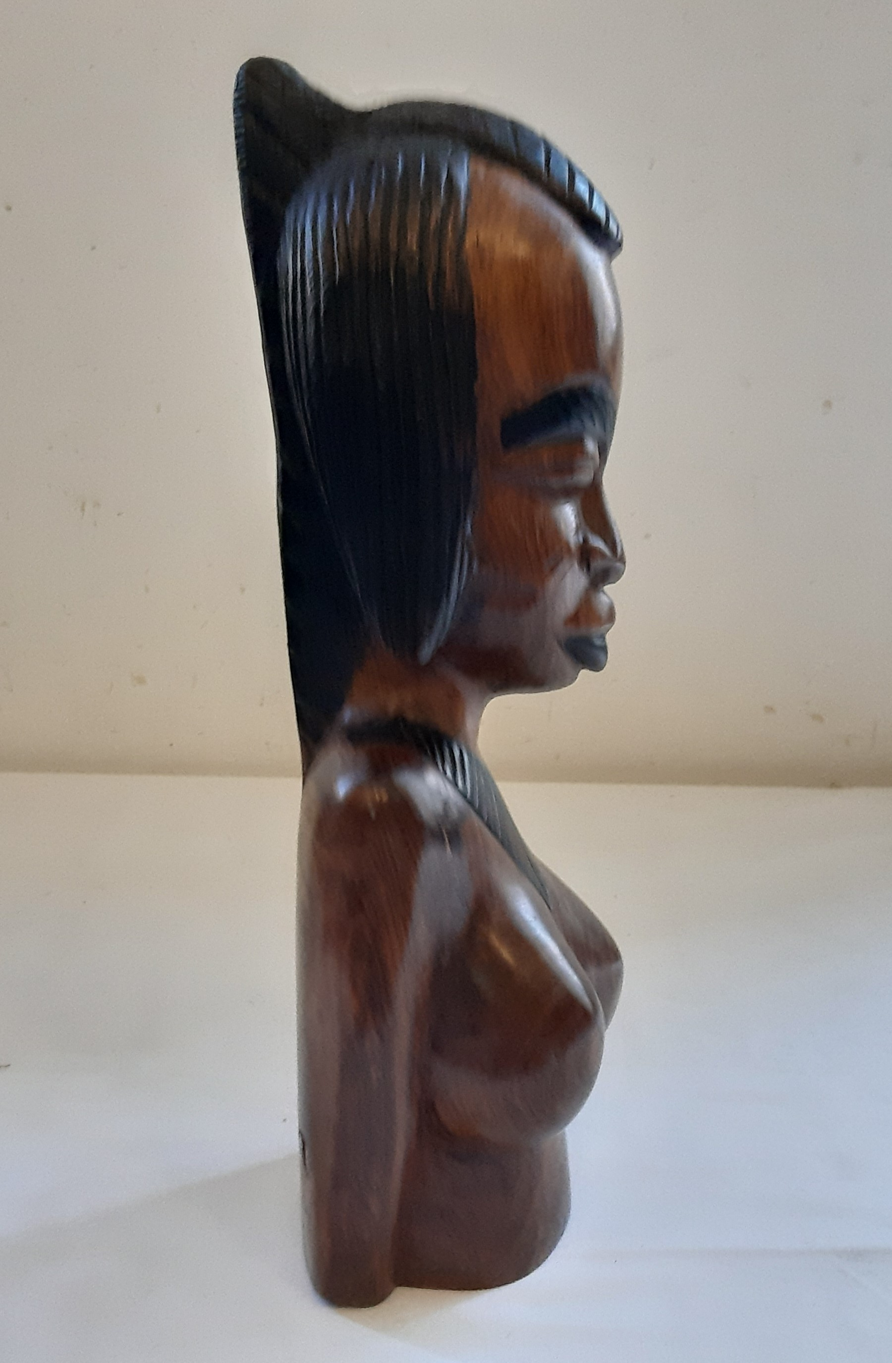 Sculpture buste de femme seins nus en bois brut, ébène, art Africain - Très bon état - Photo 6