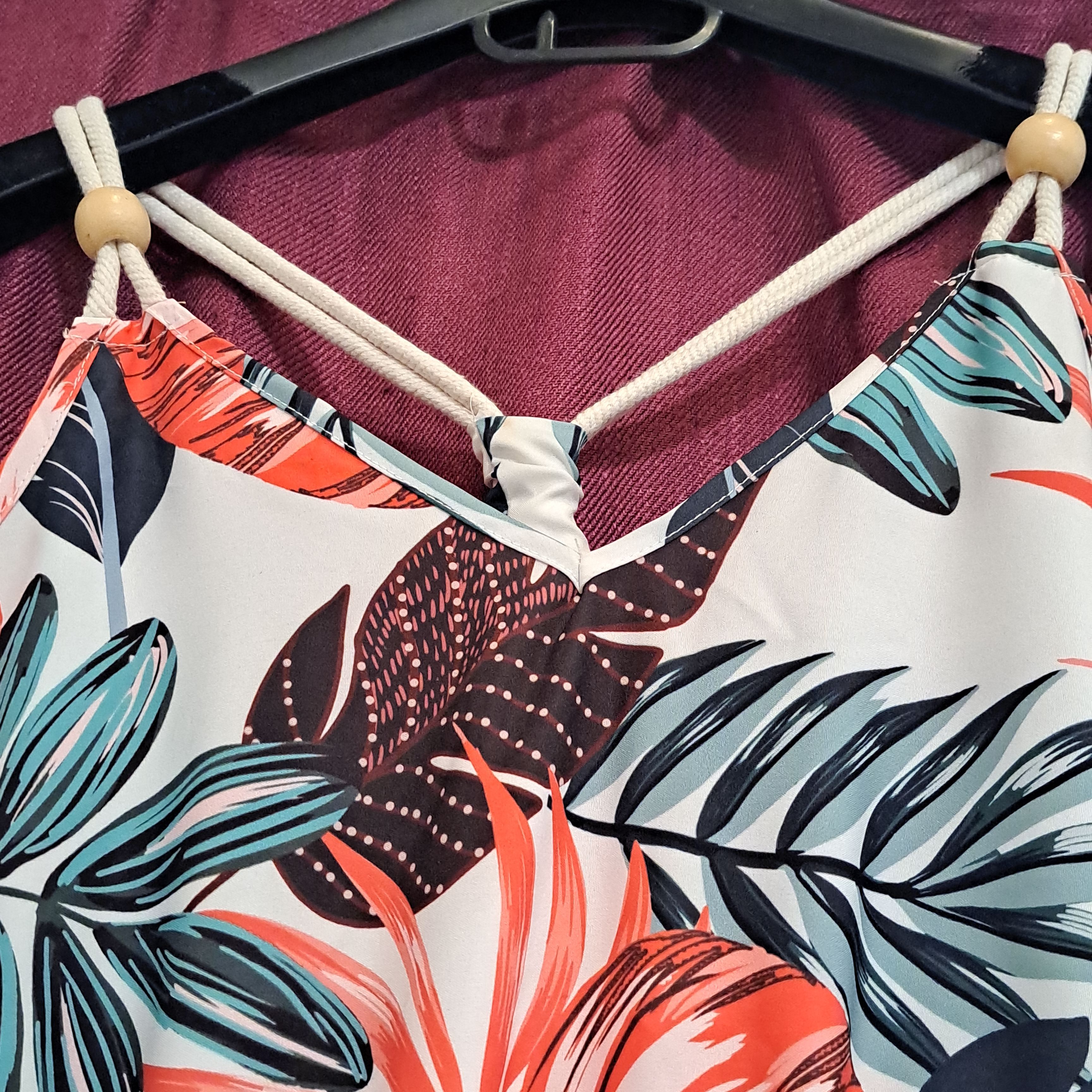 Robe d'été longue en polyester motif feuillage TS Très bon état - Vue 3 - 