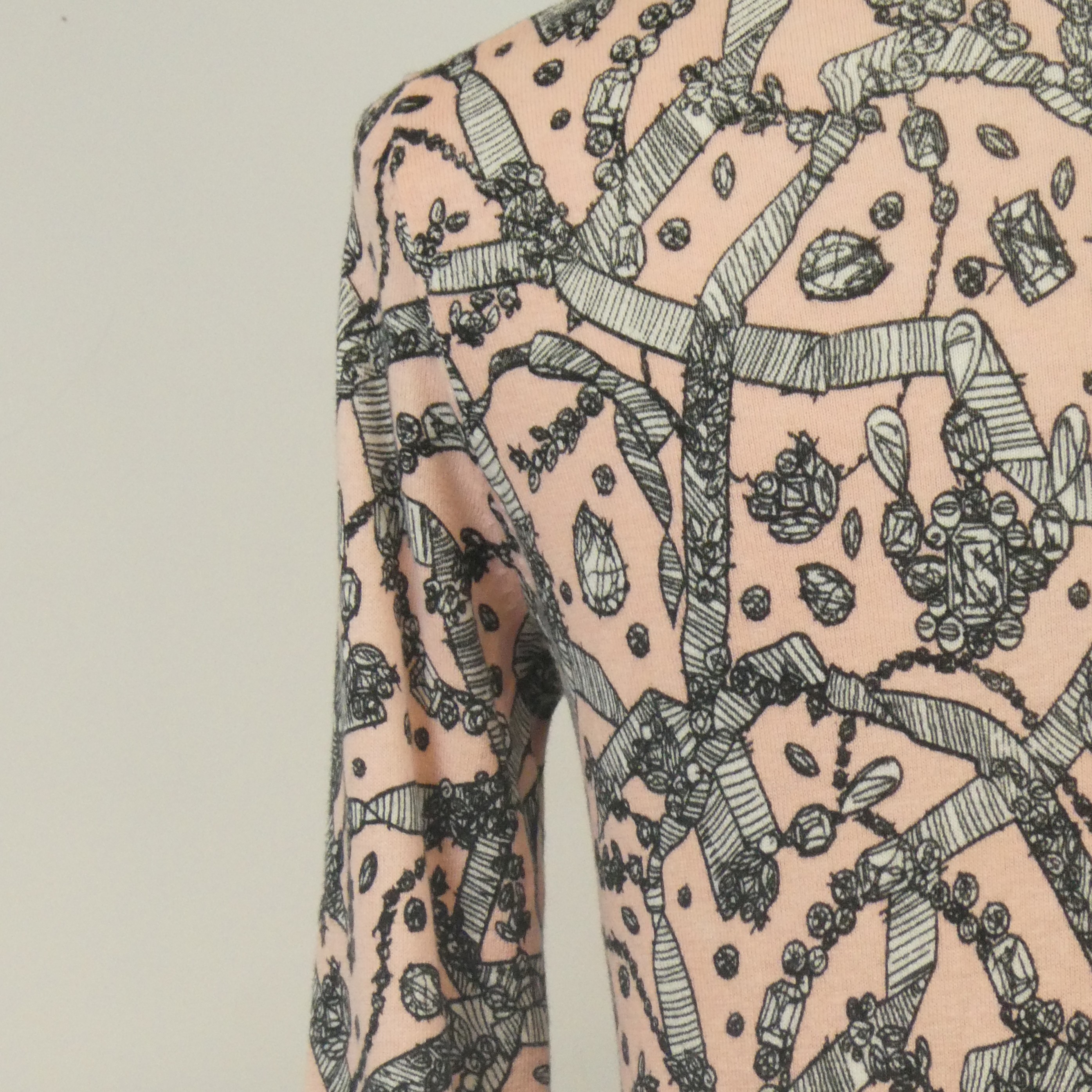 Ann Taylor Cardigan rose pastel à motif noir et blanc en coton et rayonne - Taille XS - Photo 6