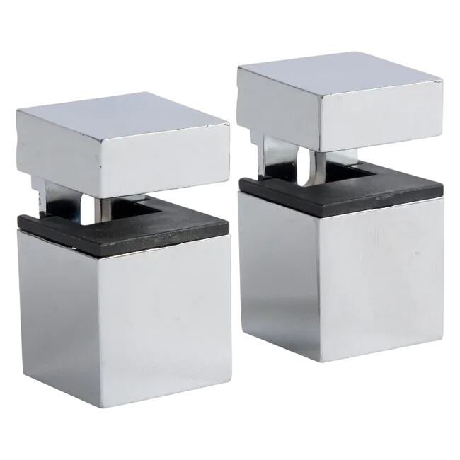 Lot de 2 équerres pince Cube acier chromé gris, H.4.5 x P.3 cm - Photo 0