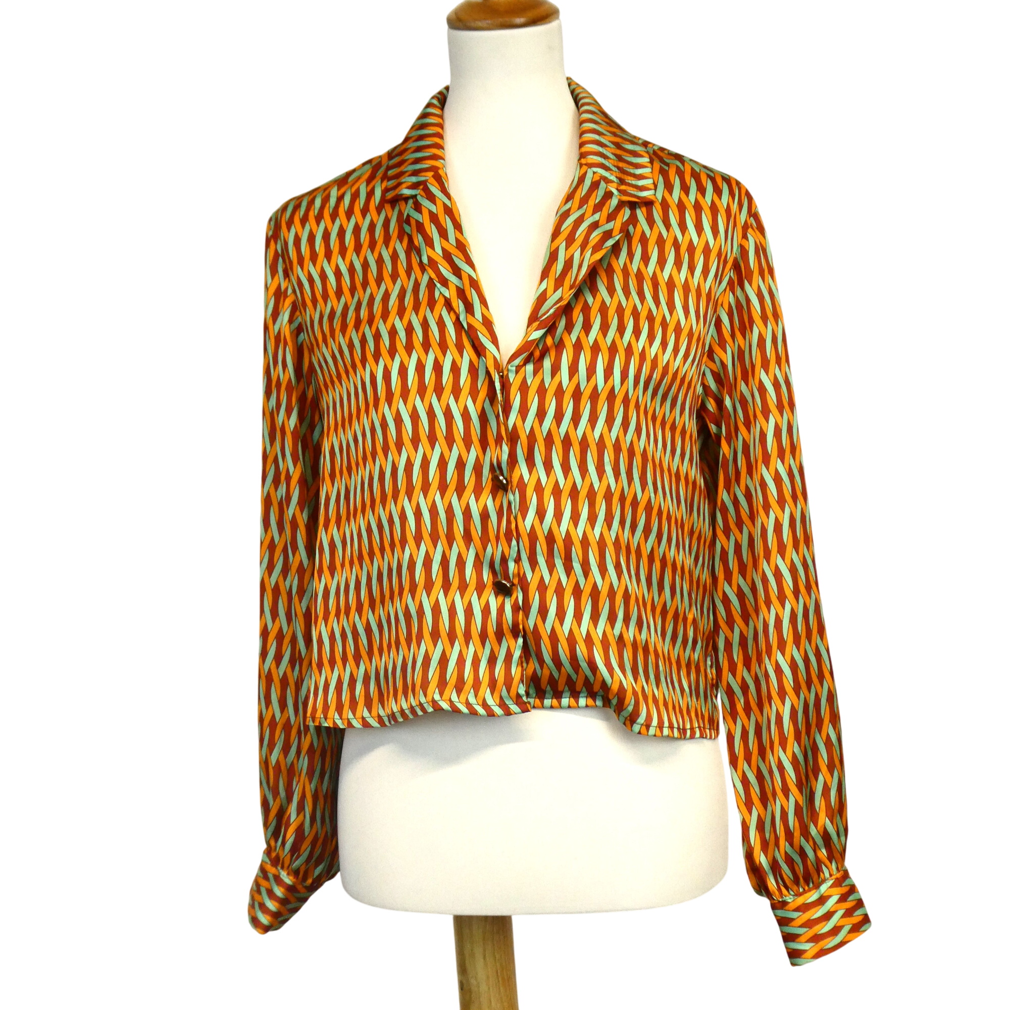 Pimkie chemise manches longues encolure tailleur à motif linéaire - Taille L - Photo 0
