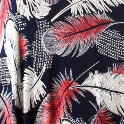 Robe bleu marine imprimés plumes - femme - Elizabeth - taille M Bon état - Vue 4 - 