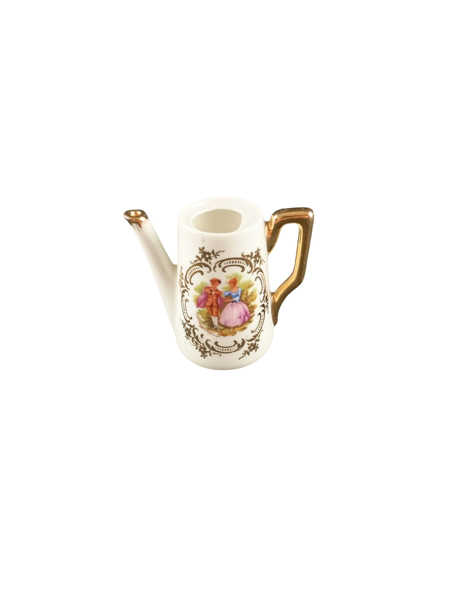 Petit pichet miniature en porcelaine de limoges motif couple - Photo 0