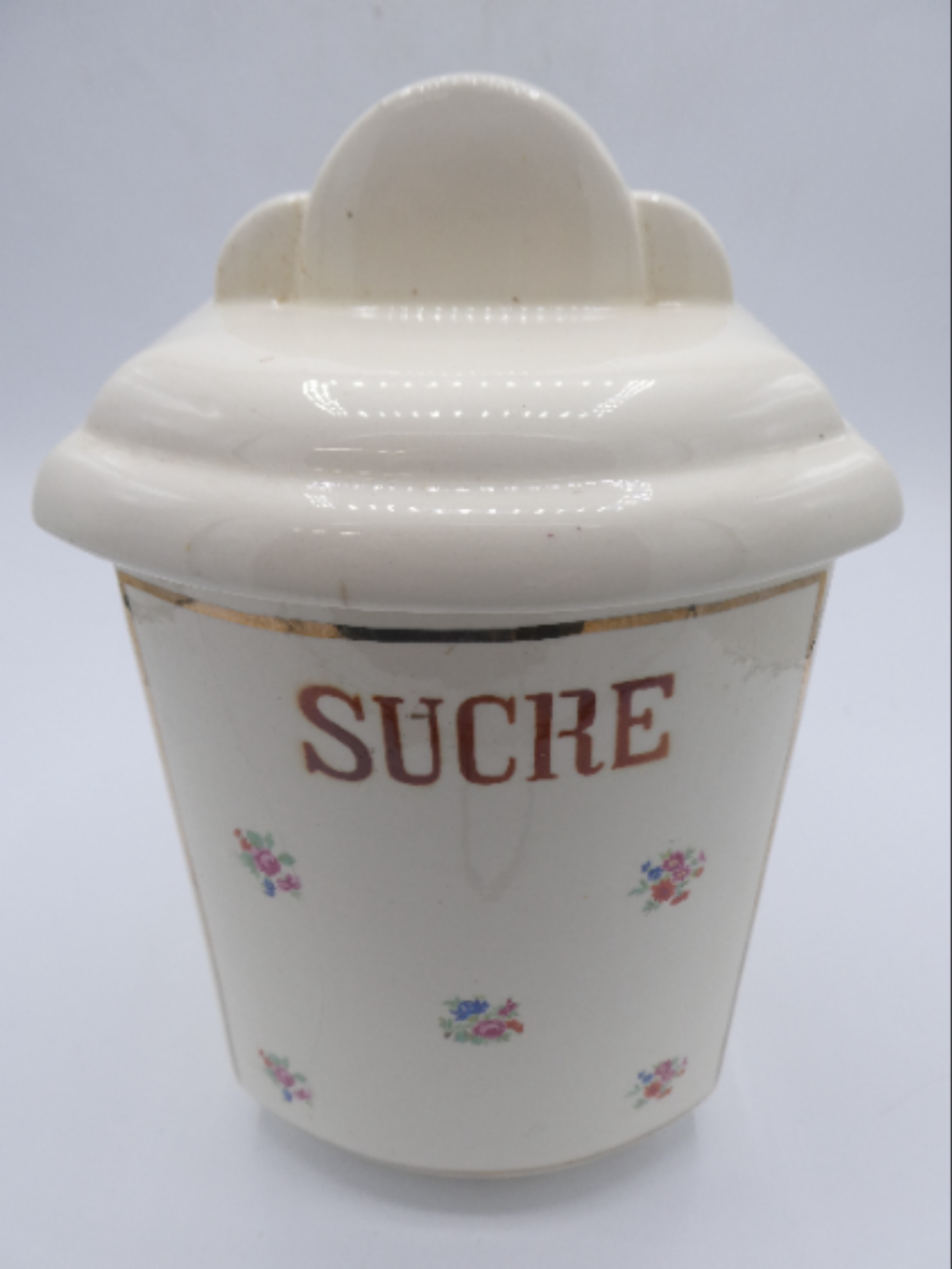 Sarreguemines - Pot à épices sucre en faïence en motif fleuri - Photo 1