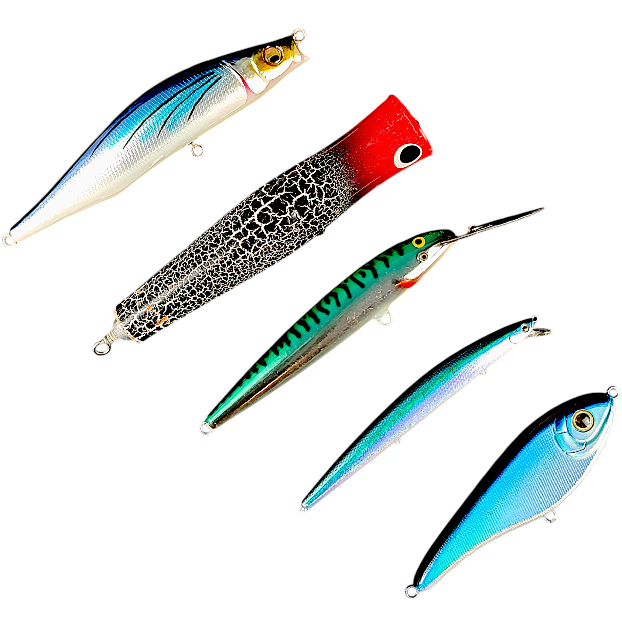 Acheter Lot de 5 grands leurres de pêche au gros. Bon état - 40,00 € Lot de 5 grands leurres de pêche au gros. Bon état - reconditionné disponible sur Label Emmaüs