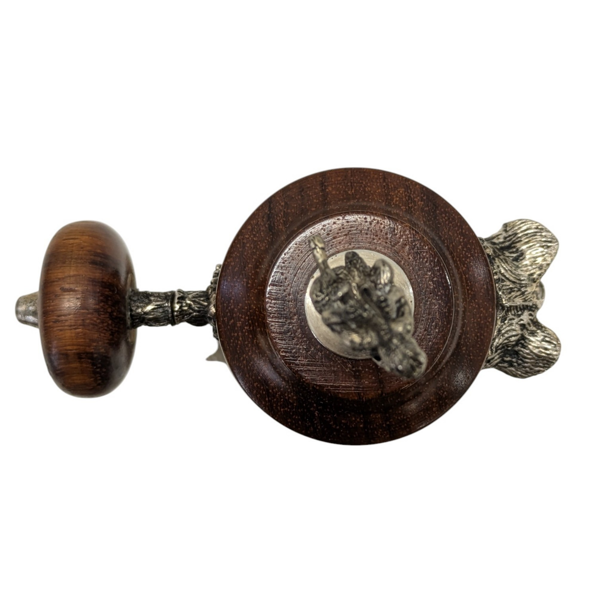 Grand moulin à poivre original vintage tête de sanglier et satyre en bois et métal H 29 cm - Photo 4