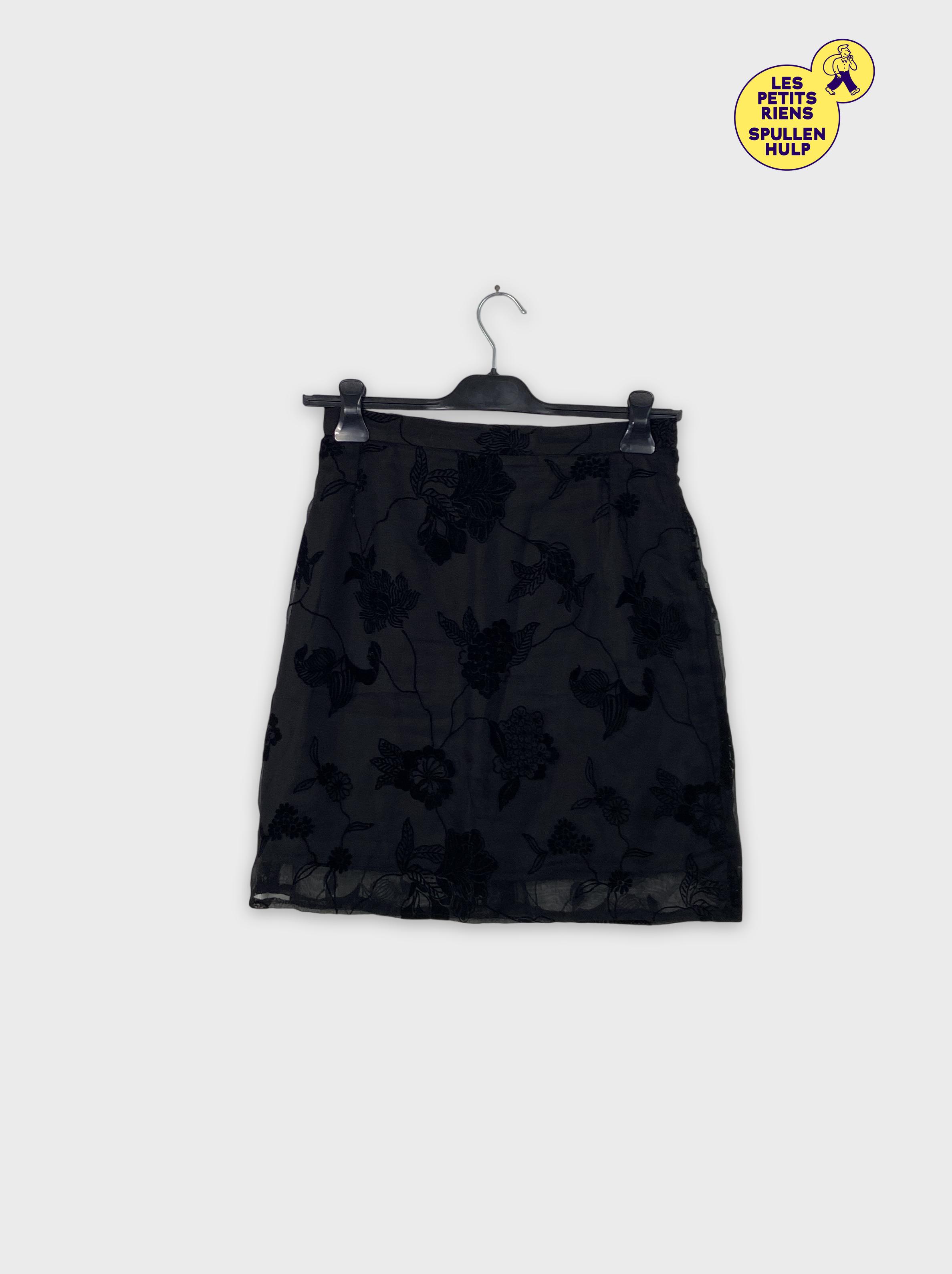 Jupe noire fleurie Anny where XL 🌸 - Photo 0