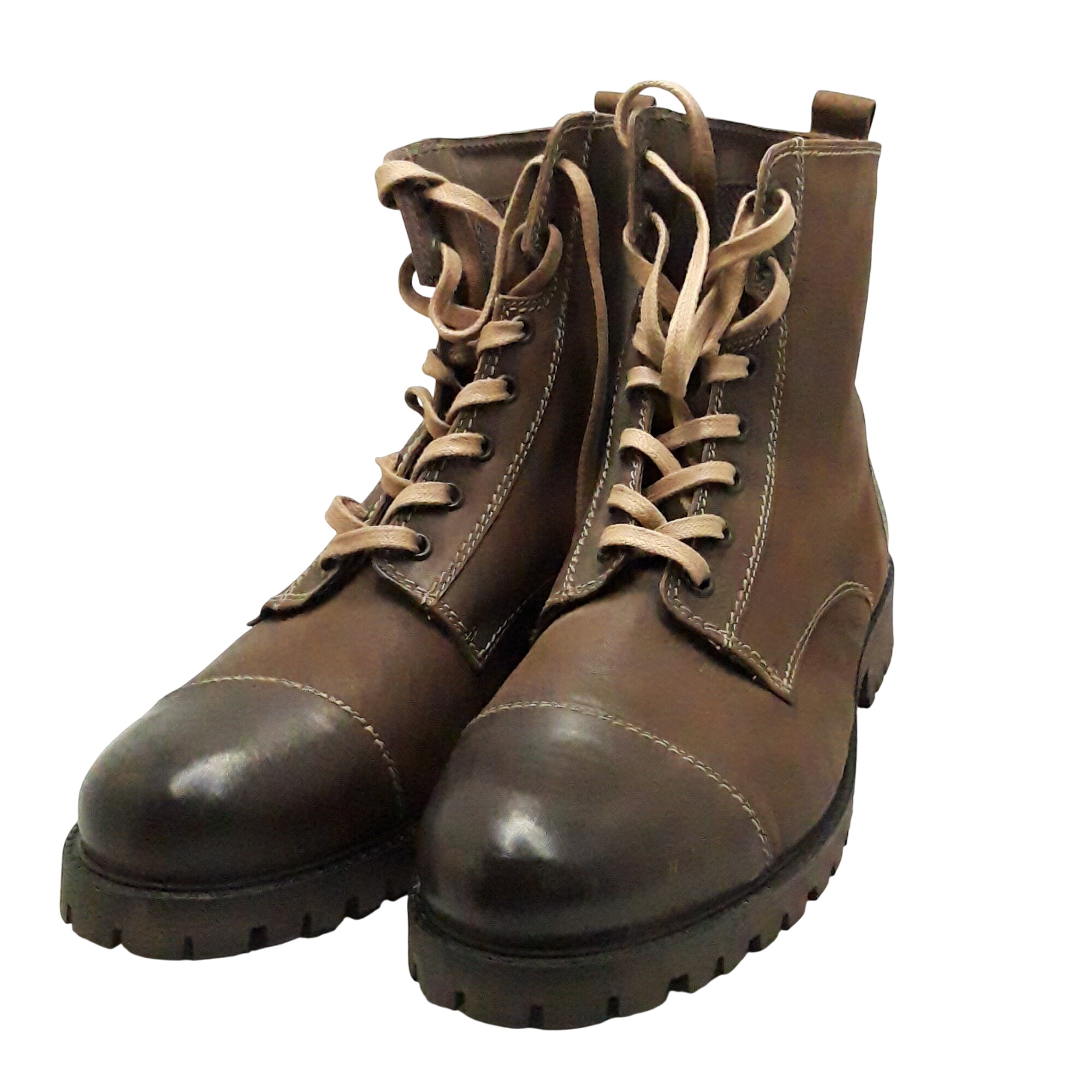 Boots marron en cuir 'Roberto Renzo' pointure 45 - Label Emmaus - Modalova