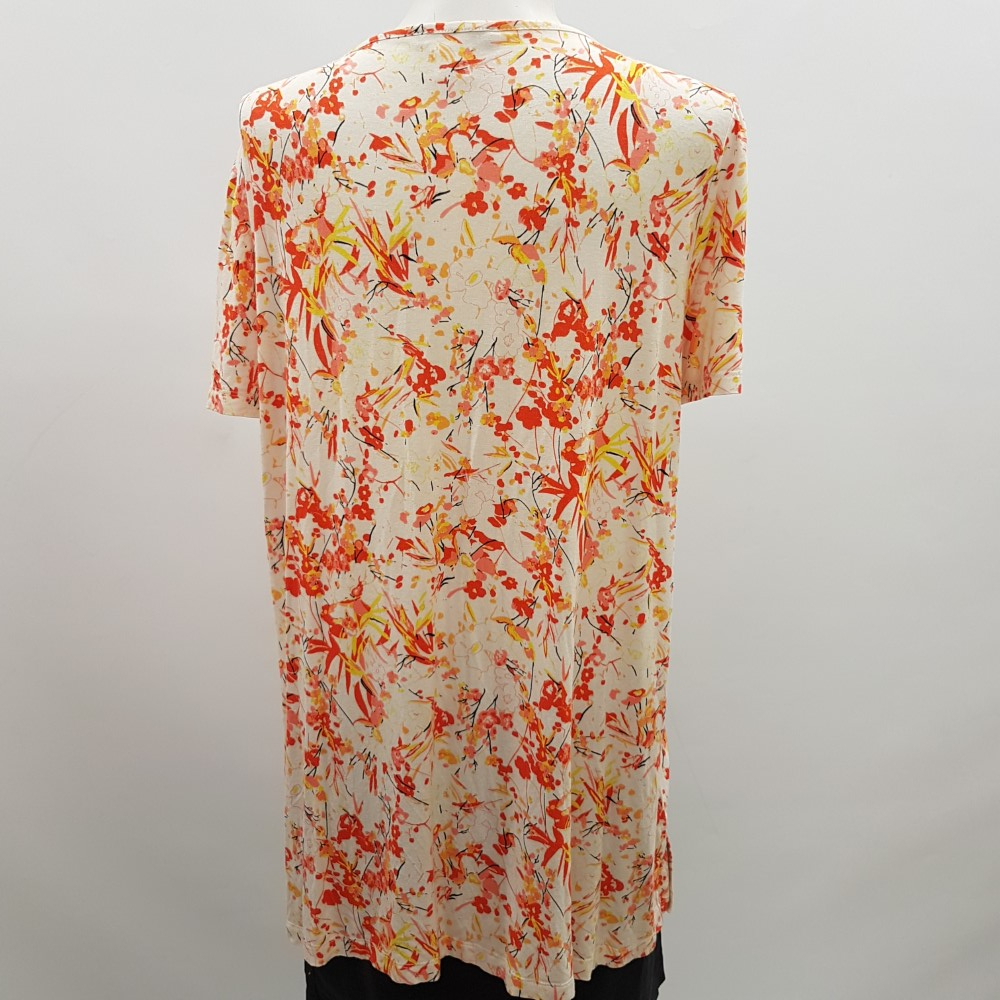 Tunique blanche à fleurs oranges et jaunes - BALSAMIK - Taille 42/44 - Photo 2