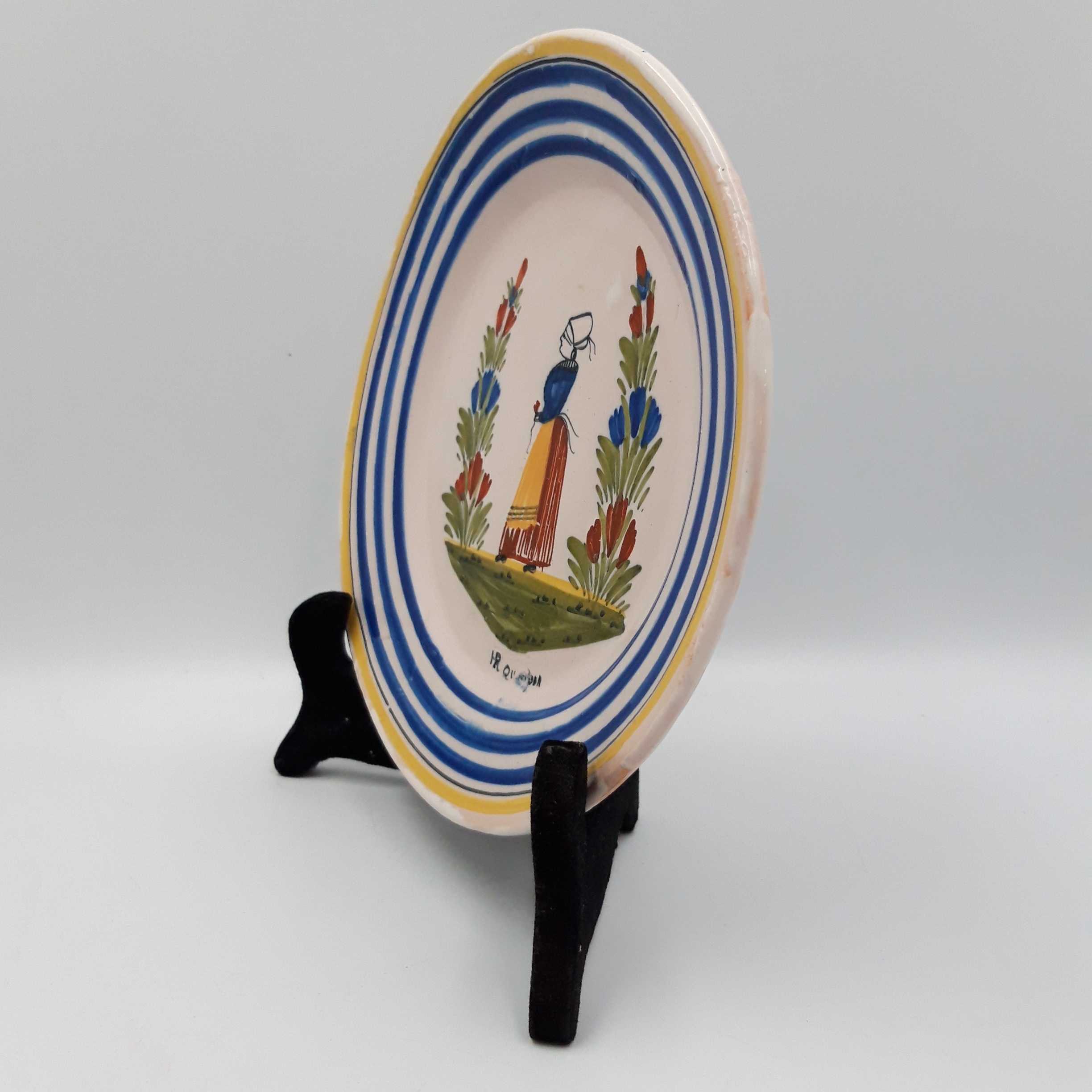 ASSIETTE ANCIENNE HENRIOT Quimper signée EUR 28,00 - PicClick FR