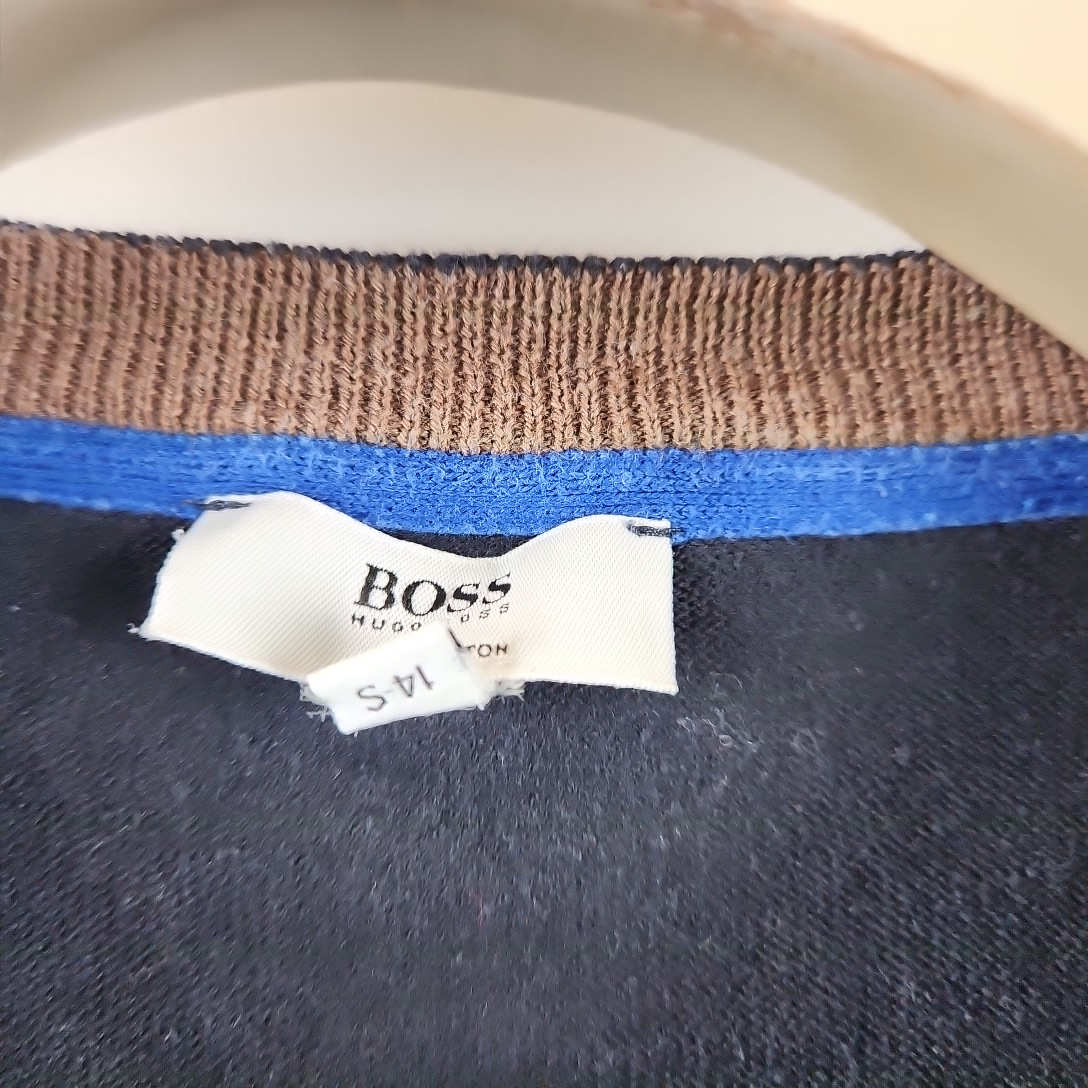 Hugo Boss - Pull bleu 100% coton - Taille 14/ S  - Vue 4 - 