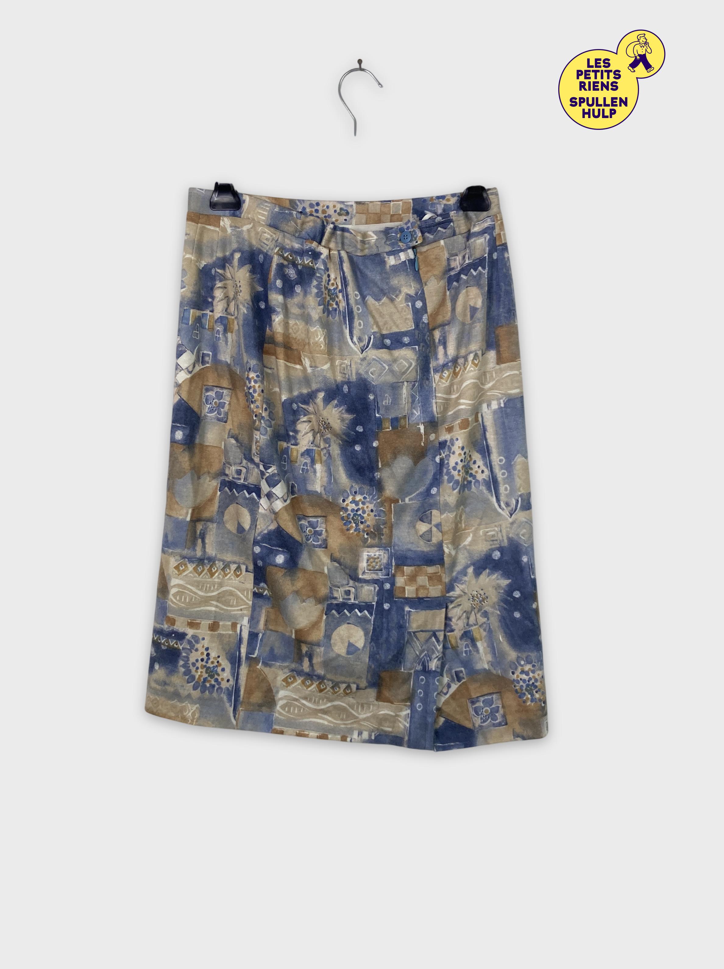 Jupe vintage motifs géométriques bleus beiges XL 💙 - Photo 0