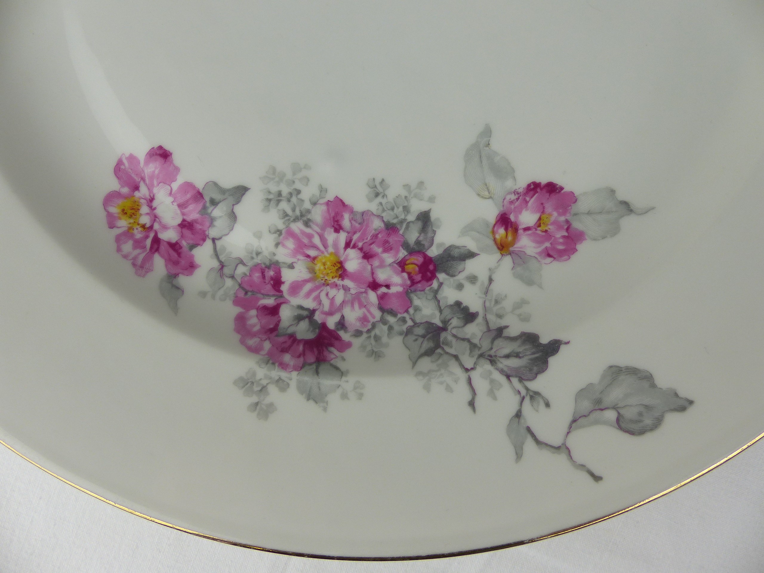 Plat rond en porcelaine de Limoges, Salmon & Cie, ULIM, 1940, France, 32 cm - Bon état - Photo 3