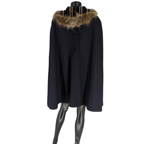Cape en laine T.50/52 LA REDOUTE capuche amovible avec fourrure - Photo 2