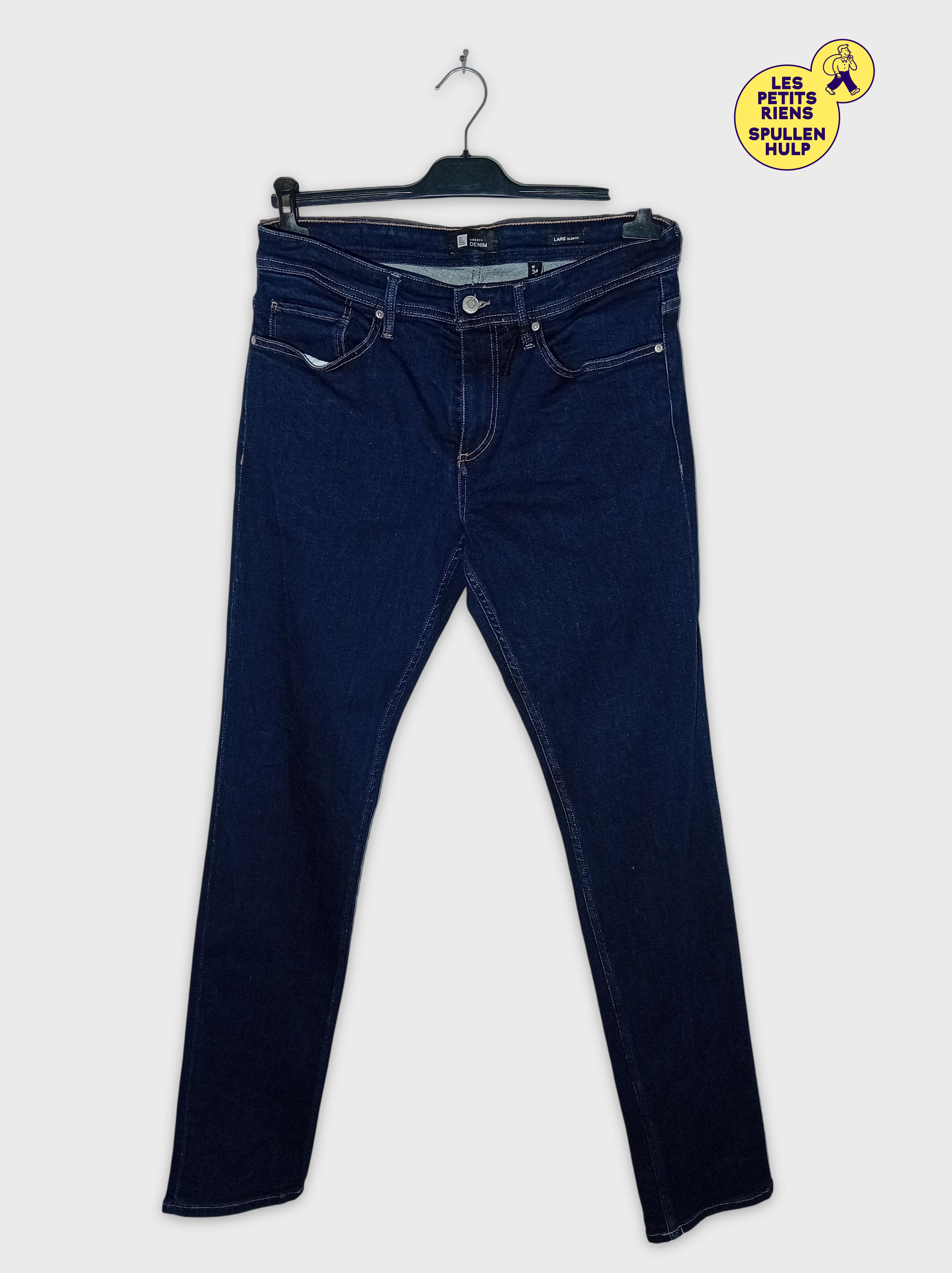 Jean Slim Bleu Liberty Denim Lars Slim W34 L34 (T3679) Très bon état -  reconditionné disponible sur Label Emmaüs