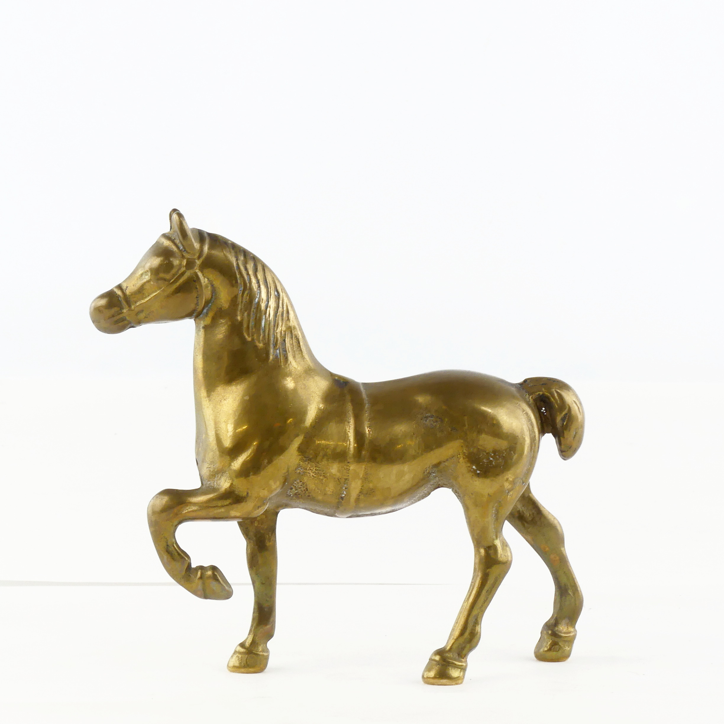 Statuette cheval doré en laiton Bon état - Vue 2 - 