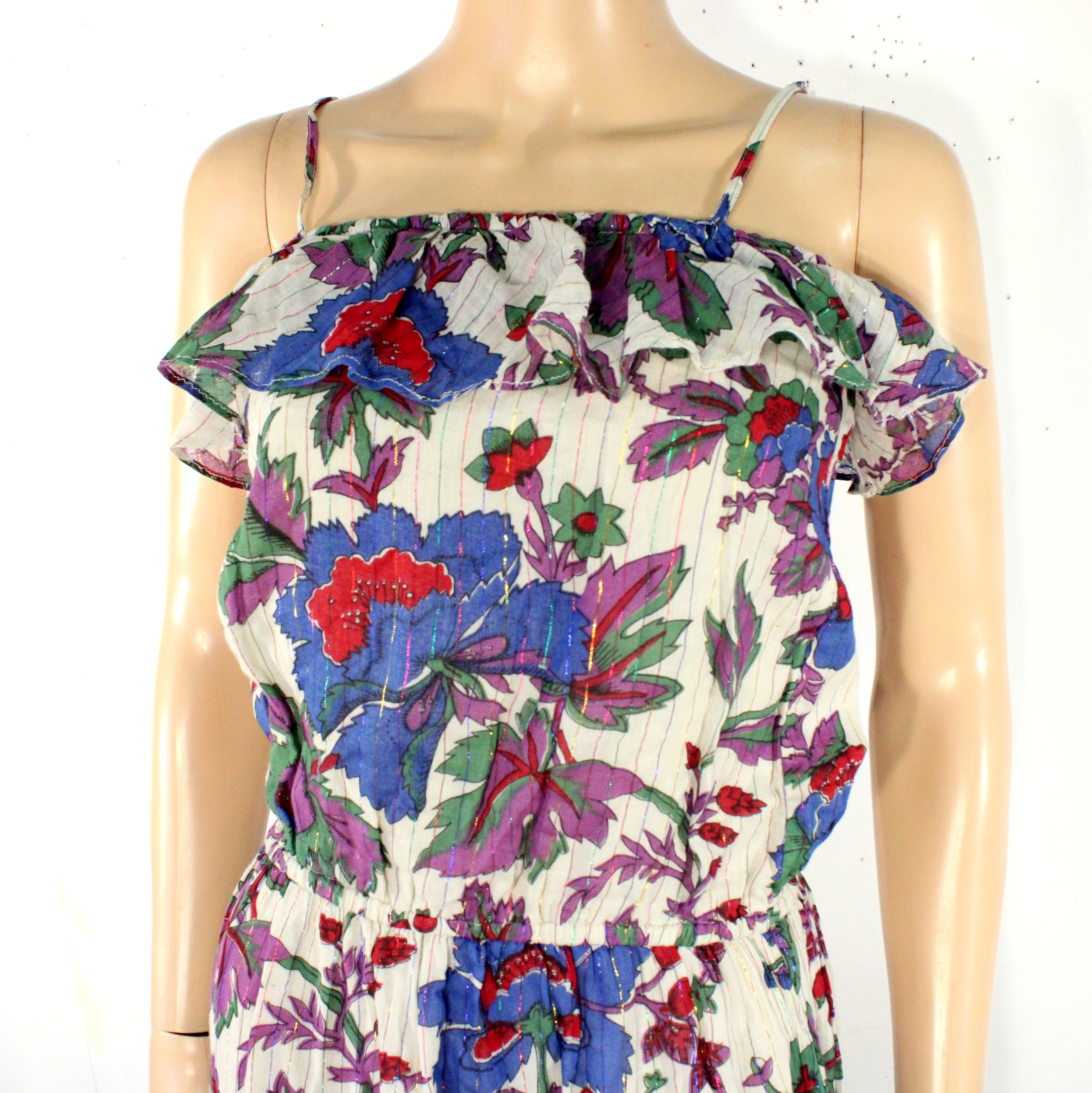 Robe En Coton Ecru & Violette Fleurie NAF NAF Taille 36 - Photo 1