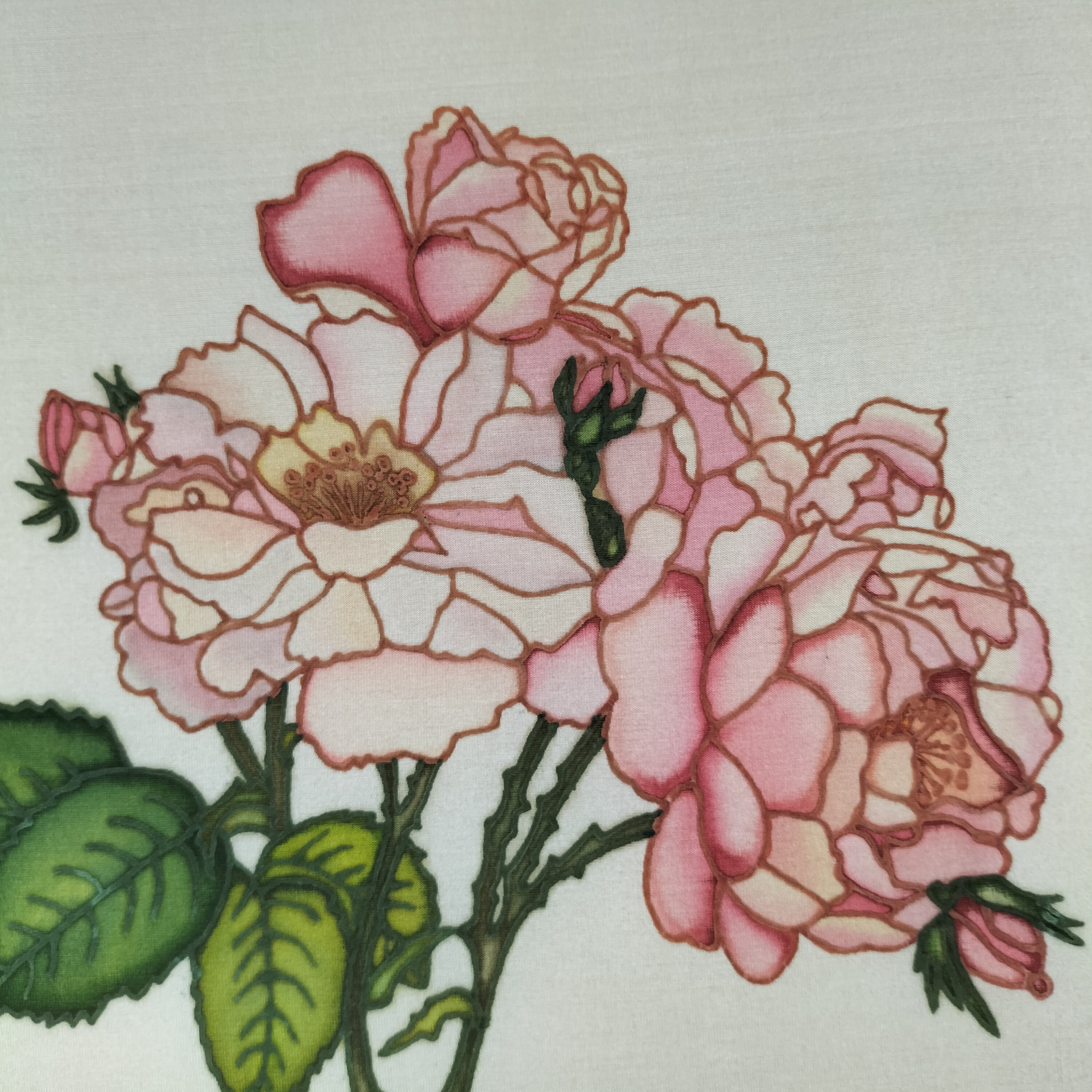 cadre peinture sur soie signée J.Uldaric - État correct - Photo 3