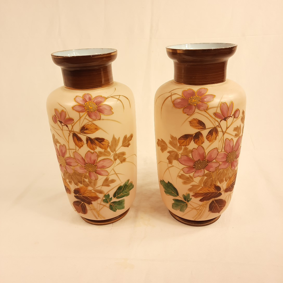 PAIRE de VASES en opaline de cristal art déco années 20 Très bon état - Vue 2 - 