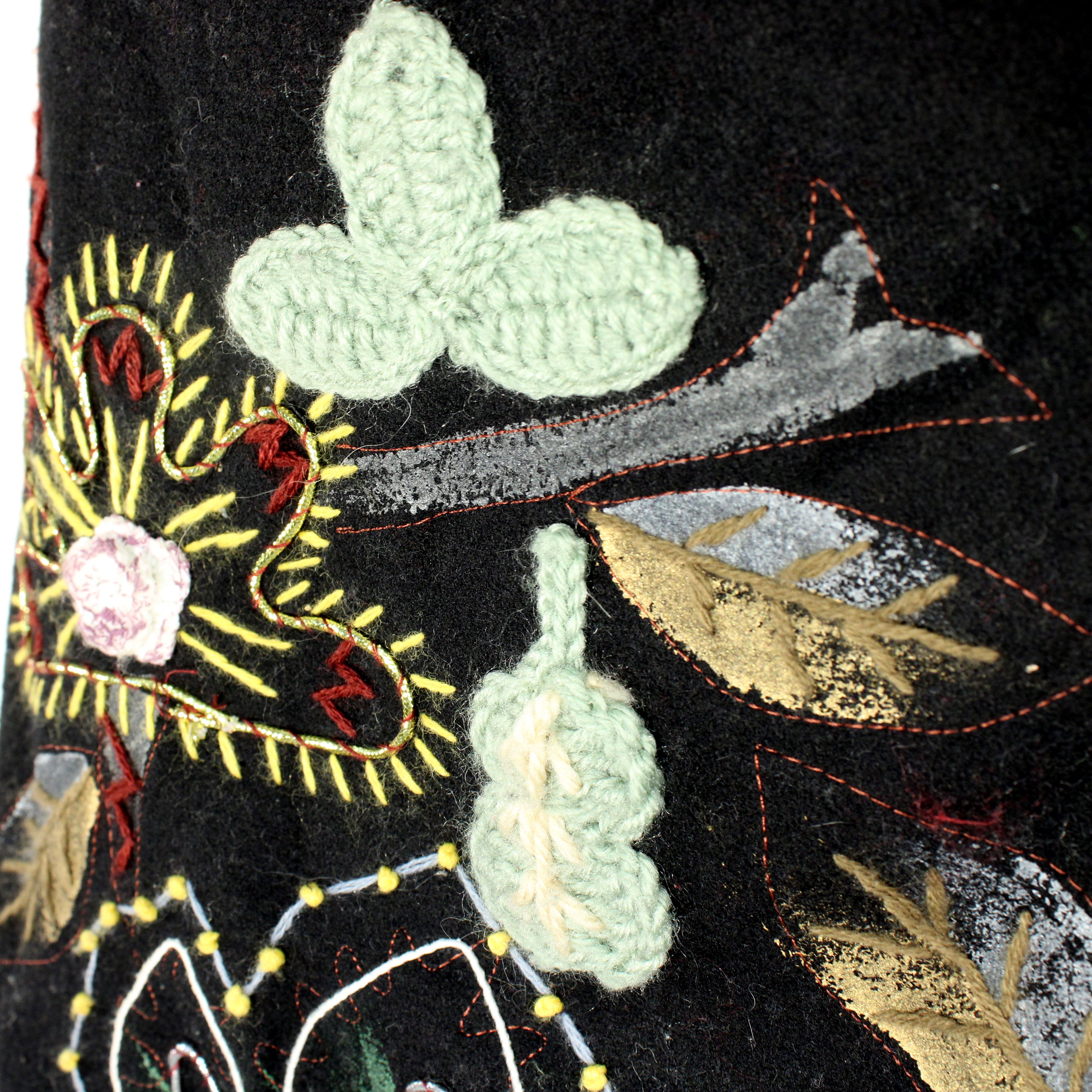 Jupe Noire En Velours A Motifs Desigual Taille 38 Bon état - Vue 5 - 