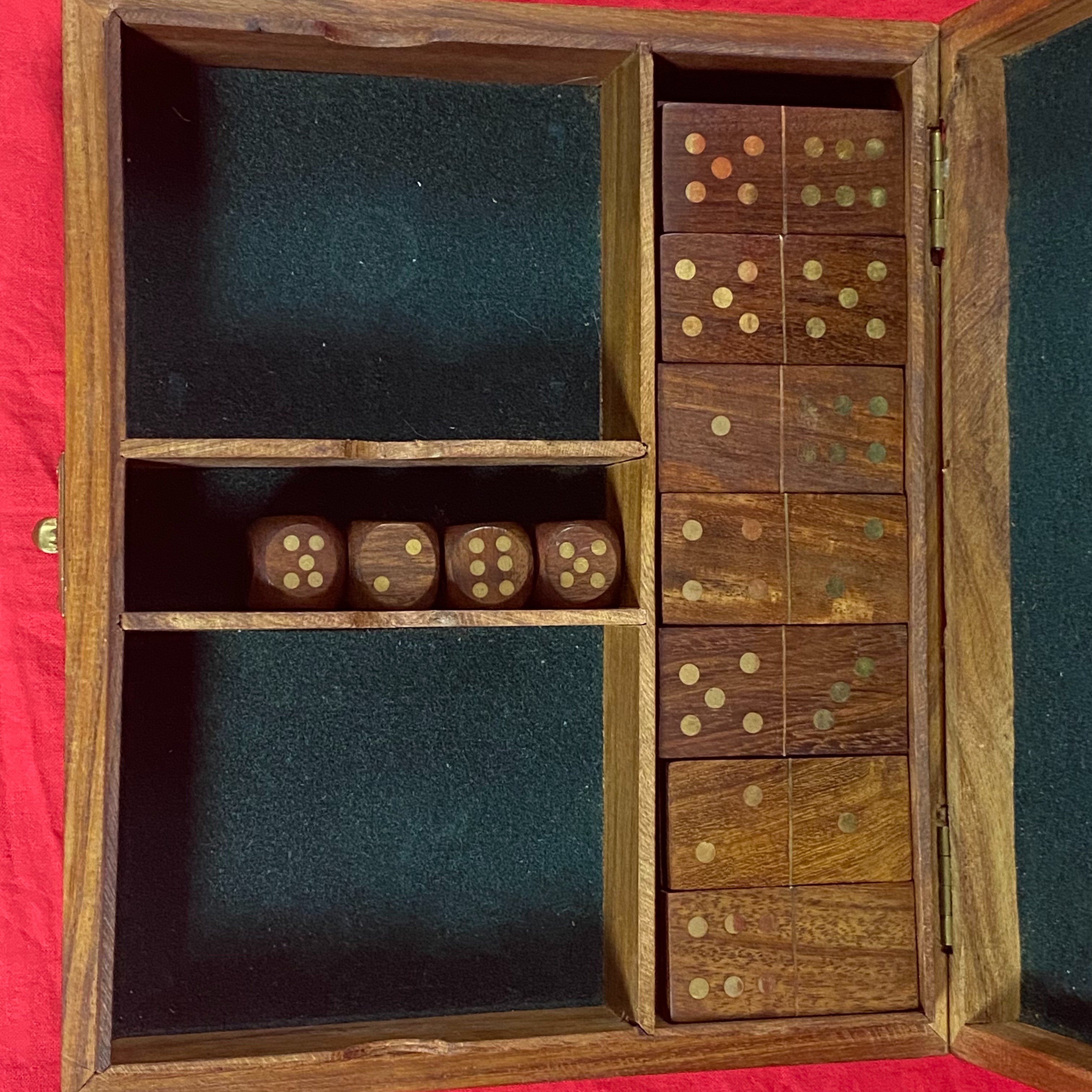 Coffret de Jeu en Bois et laiton doré Bon état - Vue 5 - 