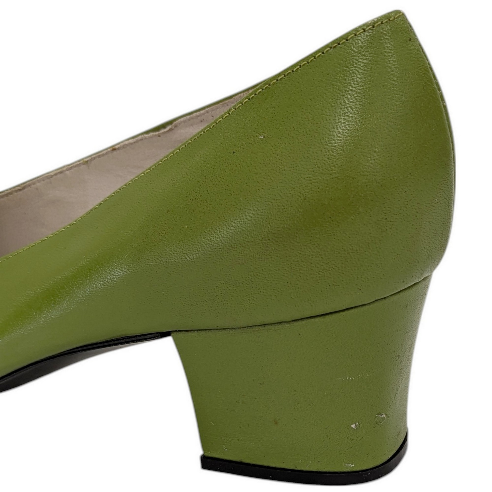 Chaussures Escarpins Modaline P 38½/39 en cuir vert chartreuse Vintage 70's - Photo 5
