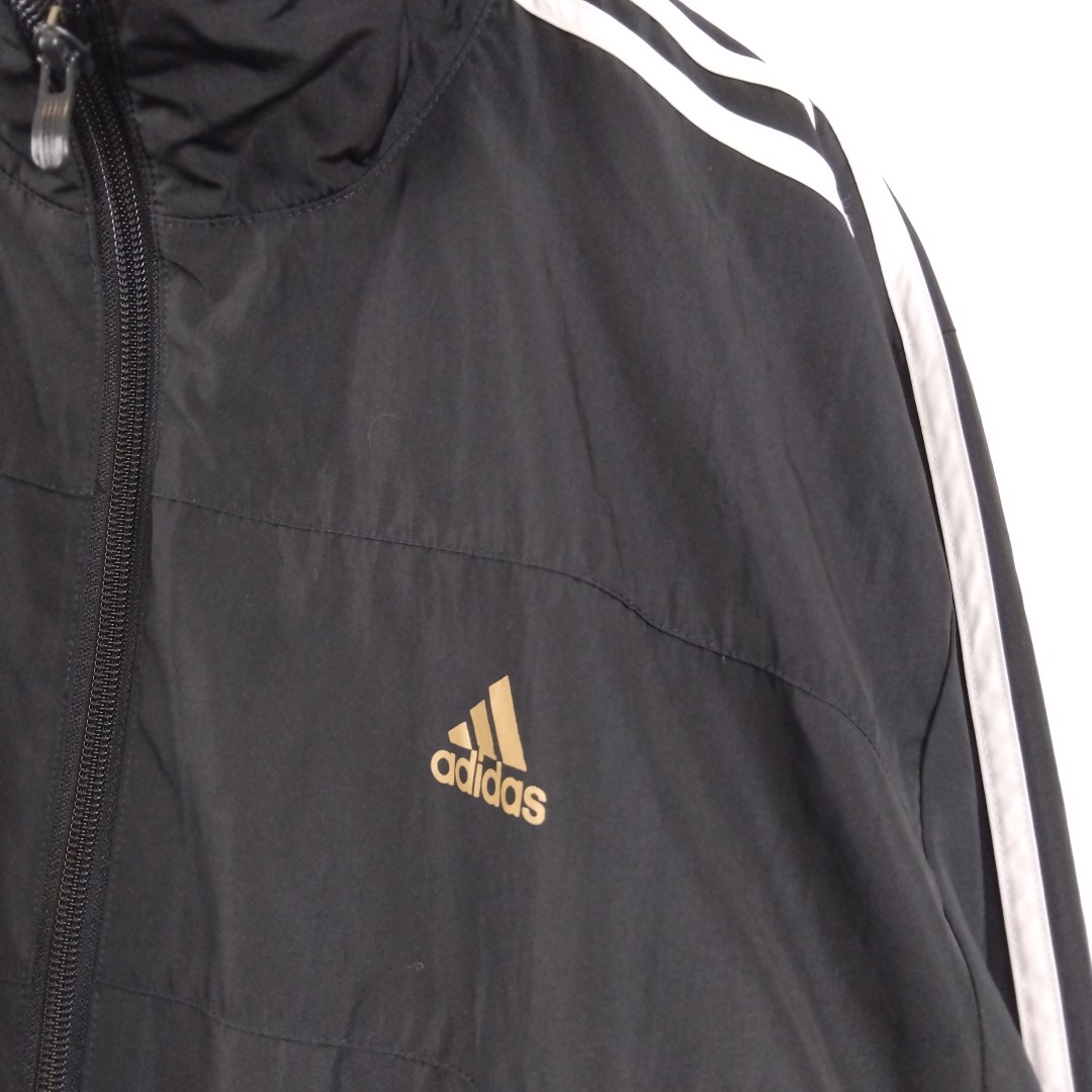 Adidas - veste en sport noire en bande blanche 100% polyester - Taille L - Photo 1