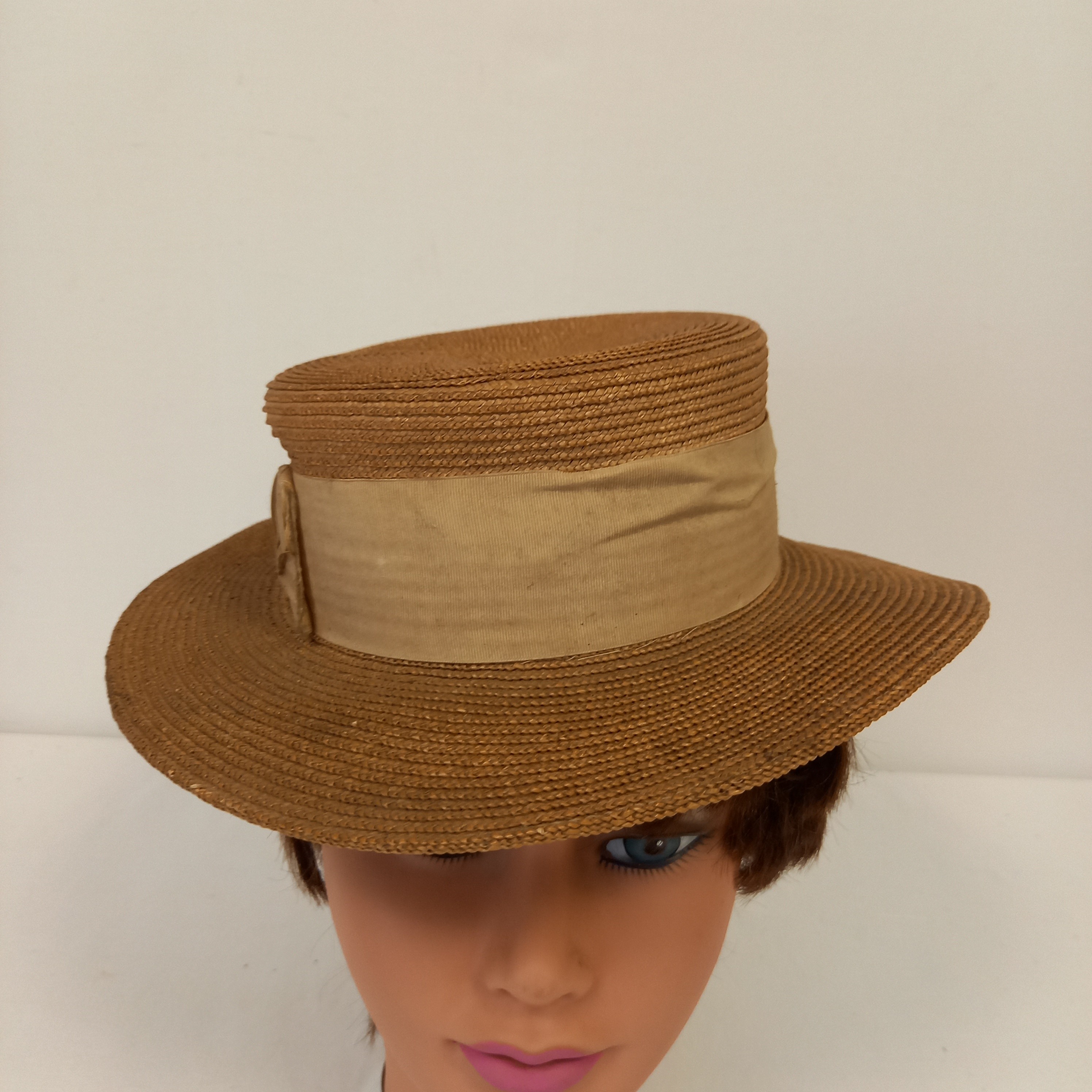 Ancien chapeau canotier ruban blanc ,A Boueicaut - Bon état - Photo 3