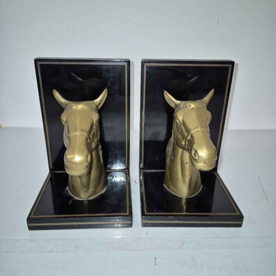 2 serres livres cheval en laiton - Photo 1