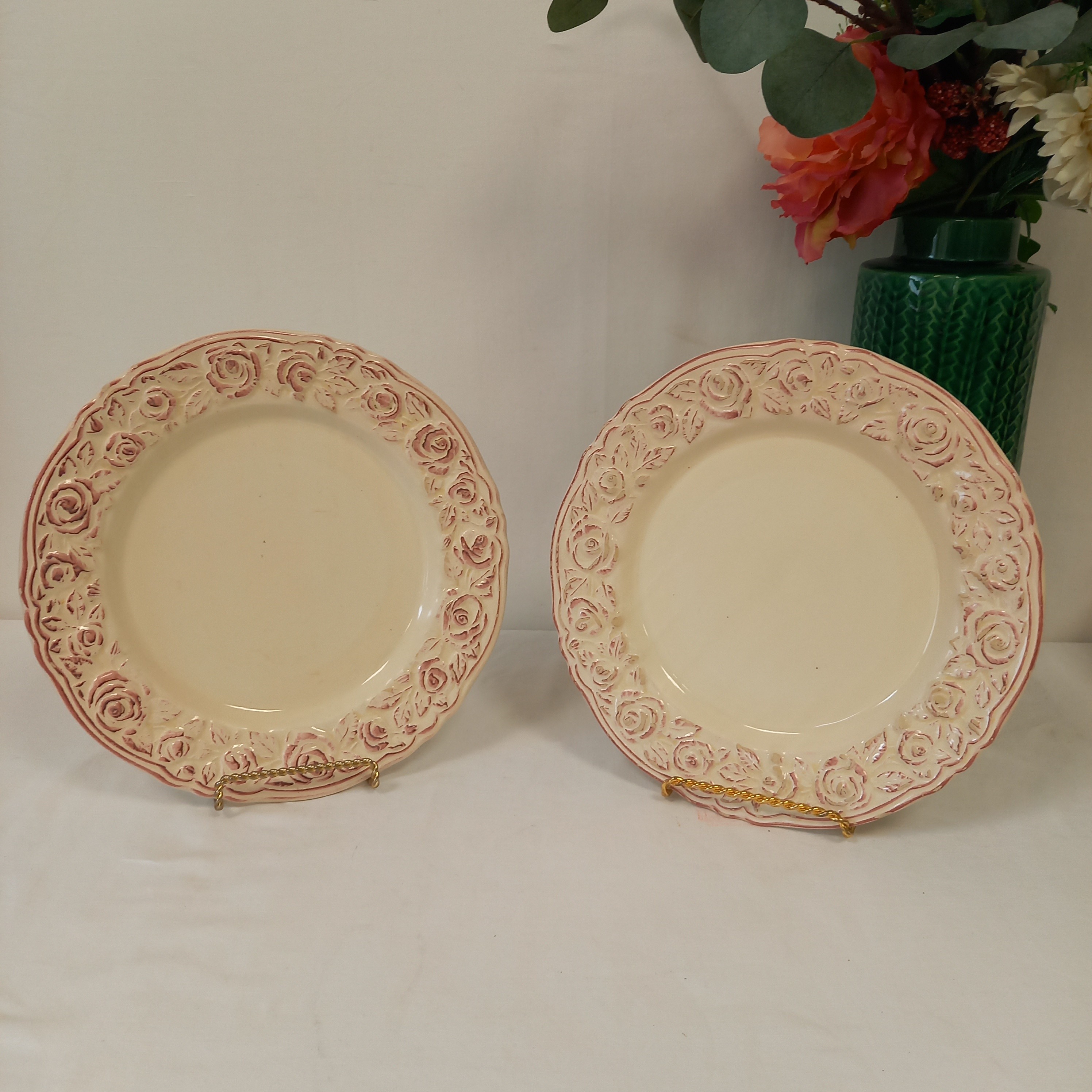 Lot de 8 assiettes à dessert Quadrifoglio par Franco Giorgi, céramique fruits 1980 vintage - France