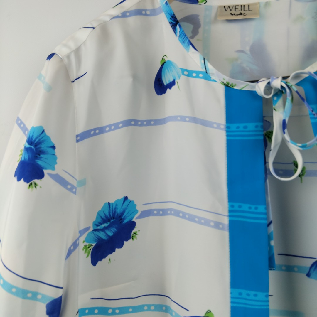 Weill - blouse bleue et blanche à motifs 100% polyester - Taille 48 - Photo 1