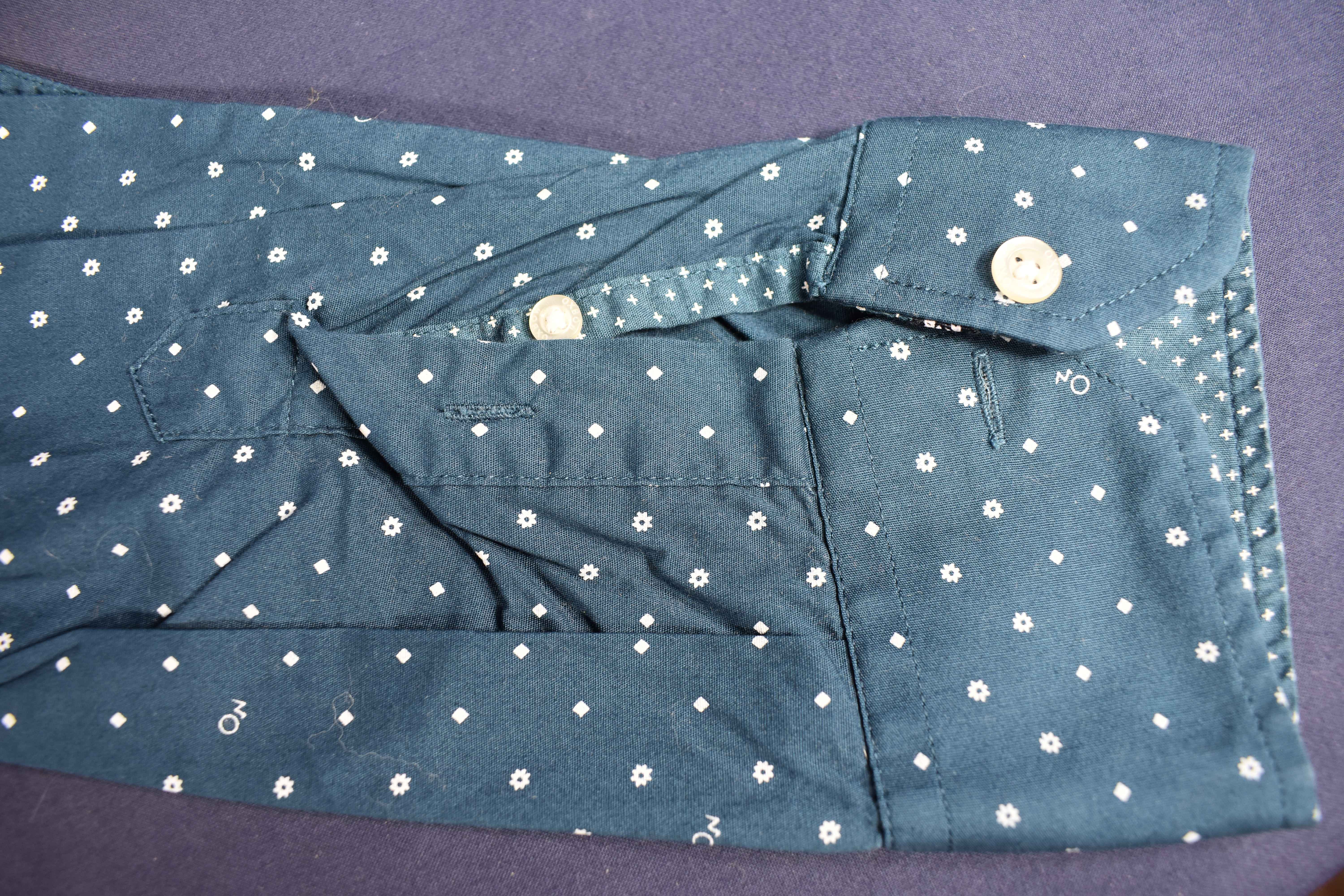 Chemise homme OXBOW, taille L, bleue à très fins motifs blancs.  - Vue 8 - 