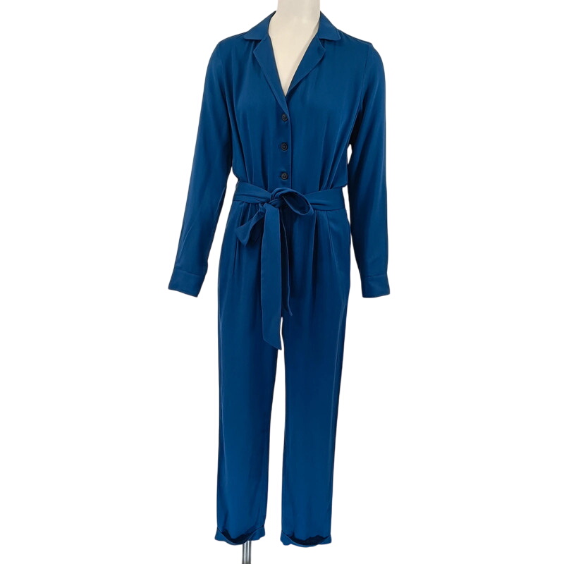 Combinaison bleu boutonnée Comptoir des cotonniers Col chemise combinaison été pantalon fluide - Photo 0