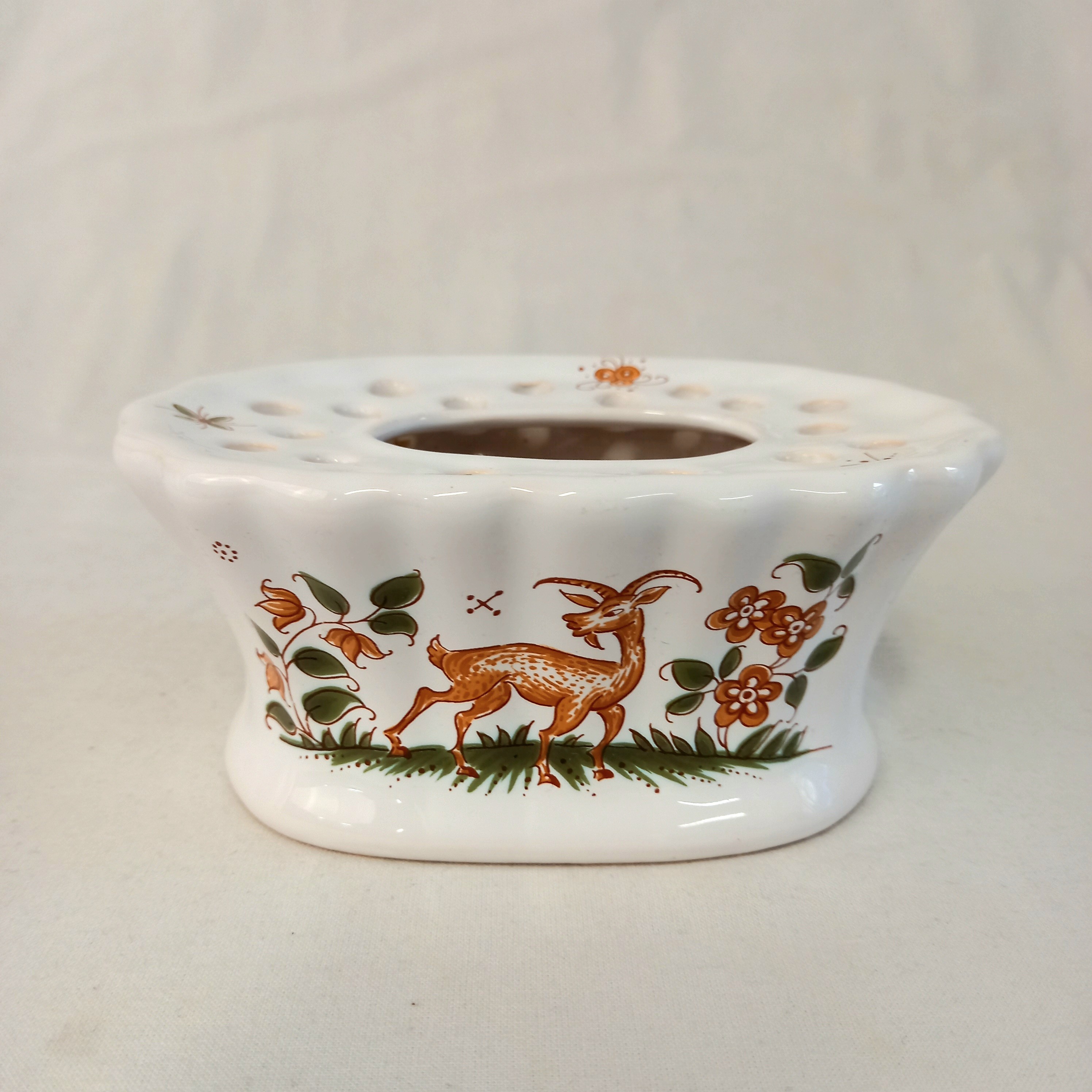Vase pique-fleurs décor Moustiers GF Très bon état - Vue 3 - 
