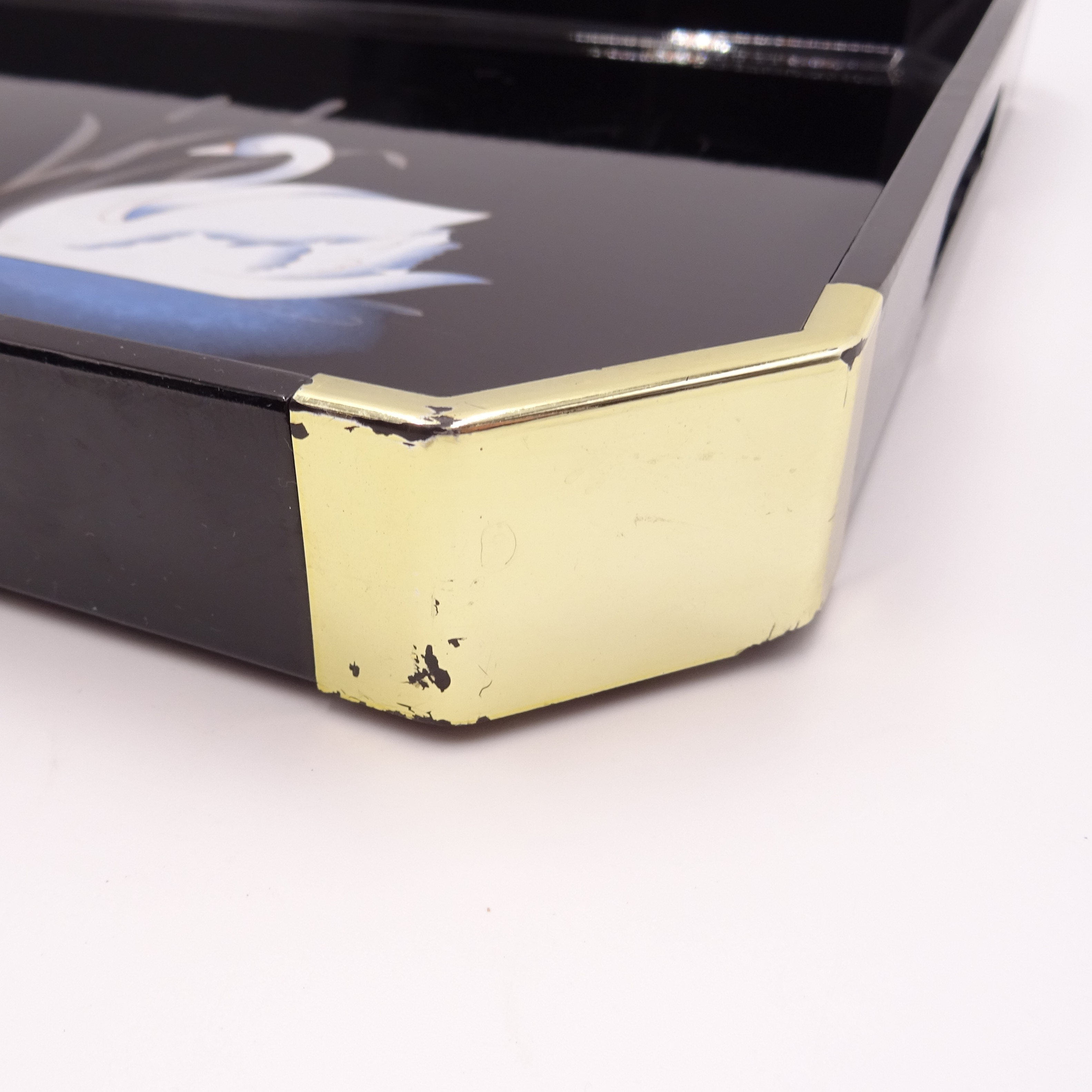 Plateau en bois laqué décor japonais - Bon état - Photo 4