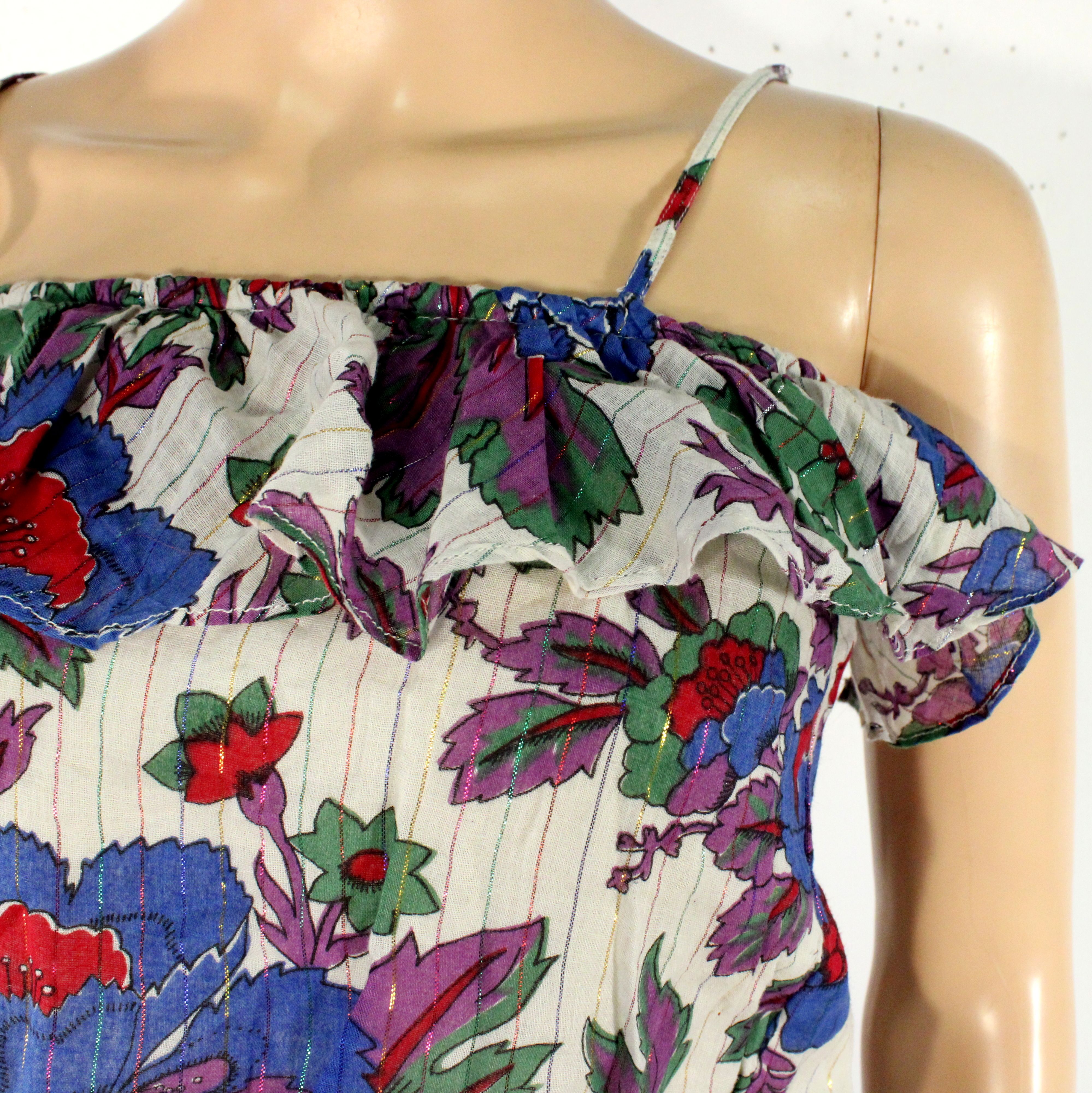 Robe En Coton Ecru & Violette Fleurie NAF NAF Taille 36 - Photo 5