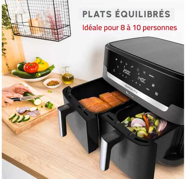 Friteuse sans huile Moulinex XXL DUAL EASY FRY EZ942HF0 Noir 11L - Photo 2