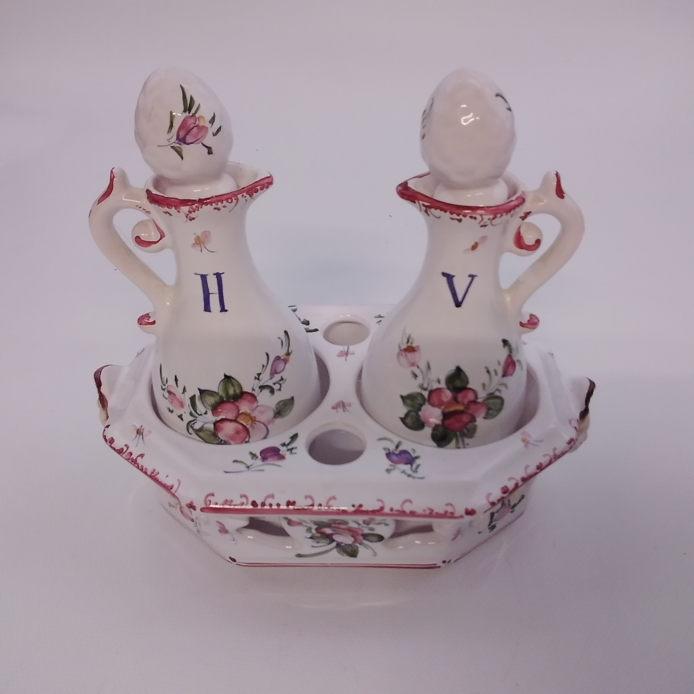 huilier et vinaigrier avec son serviteur Faïence Moustier - Bon état sur Label Emmaüs