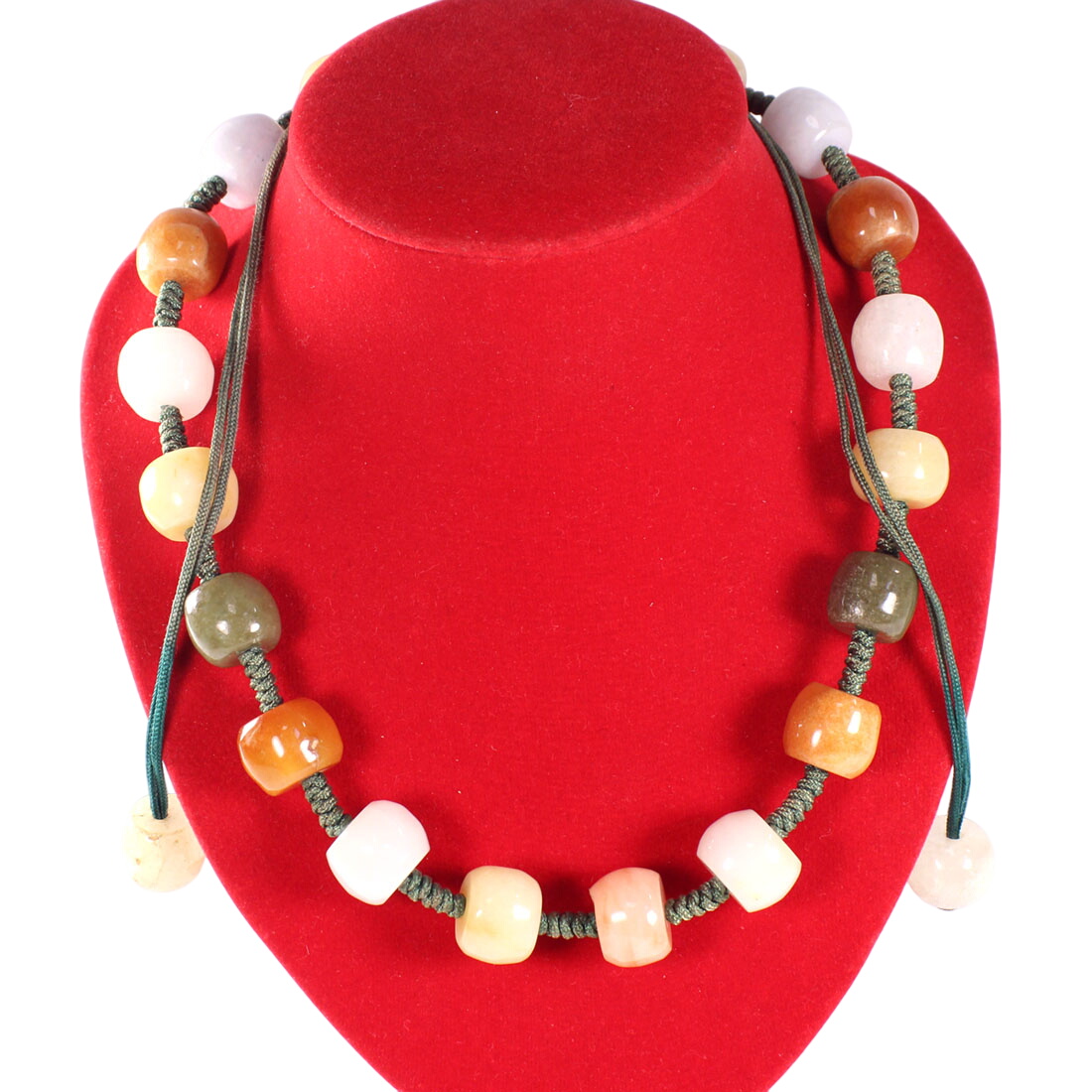 Collier en perles de pierre et coton vert - Label Emmaus - Modalova