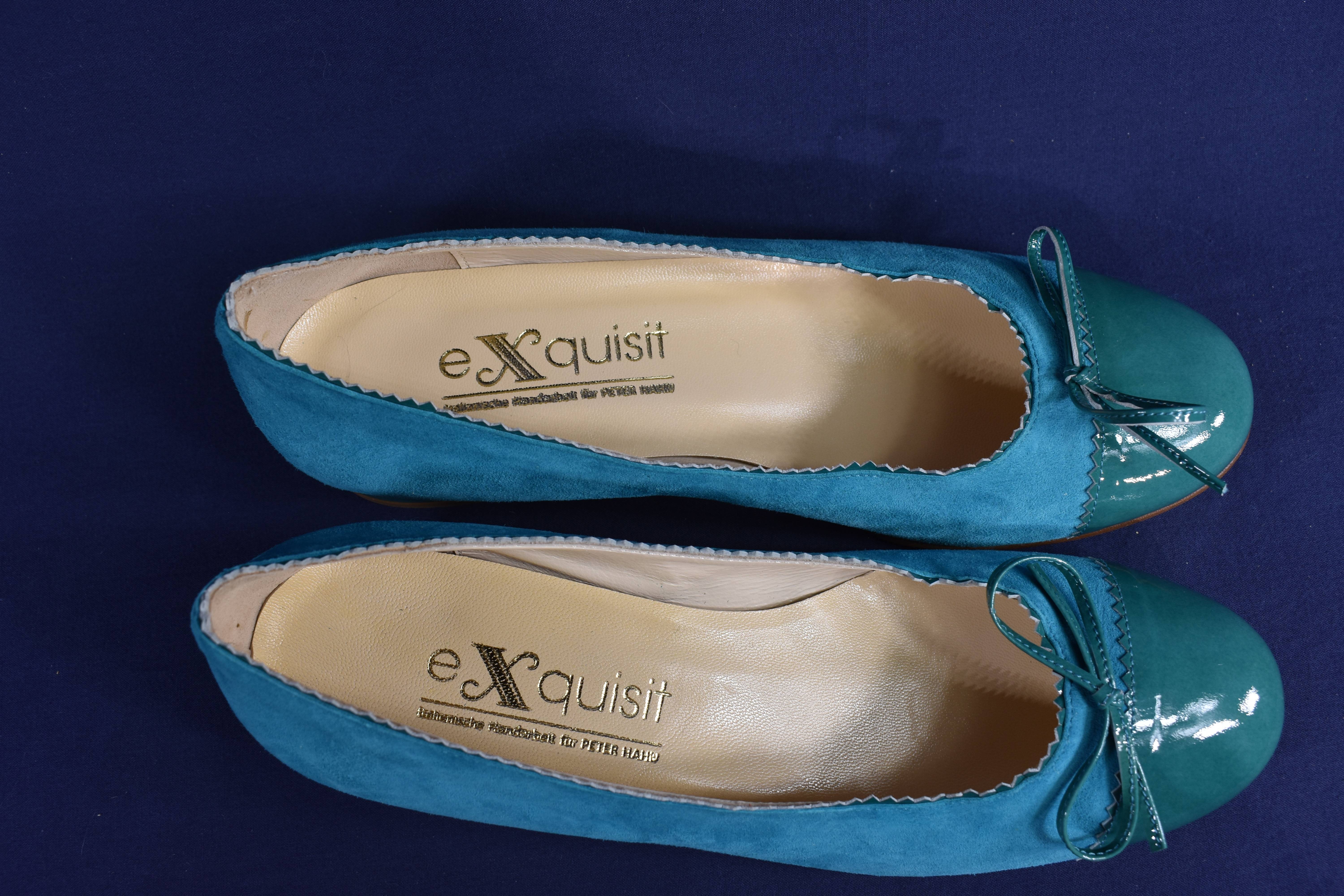 Ballerines EXQUISIT taille 38, en cuir, couleur vert-jade. - Photo 5