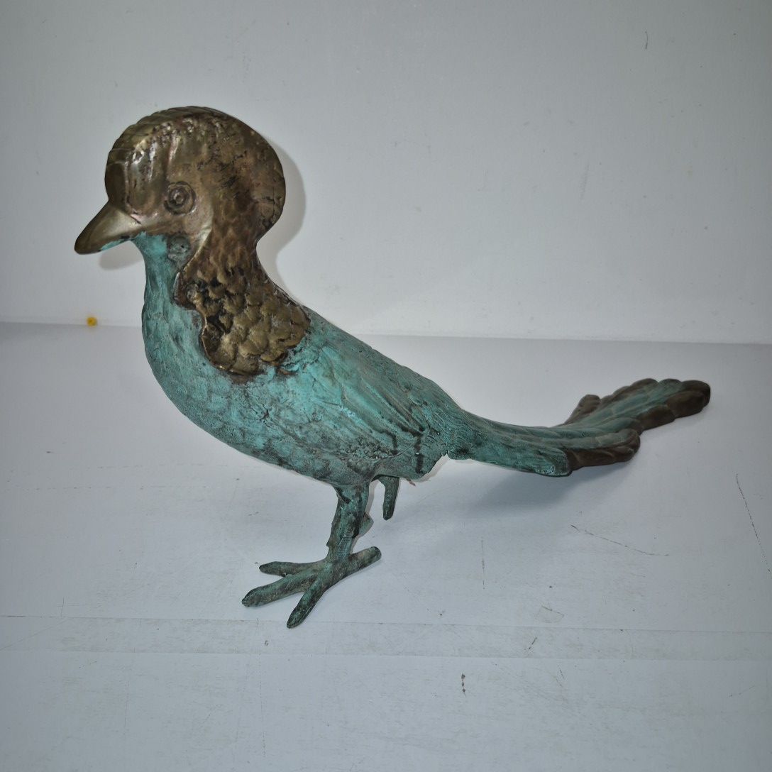 Faisan en bronze patine verte 50 x 25 cm - Photo 1