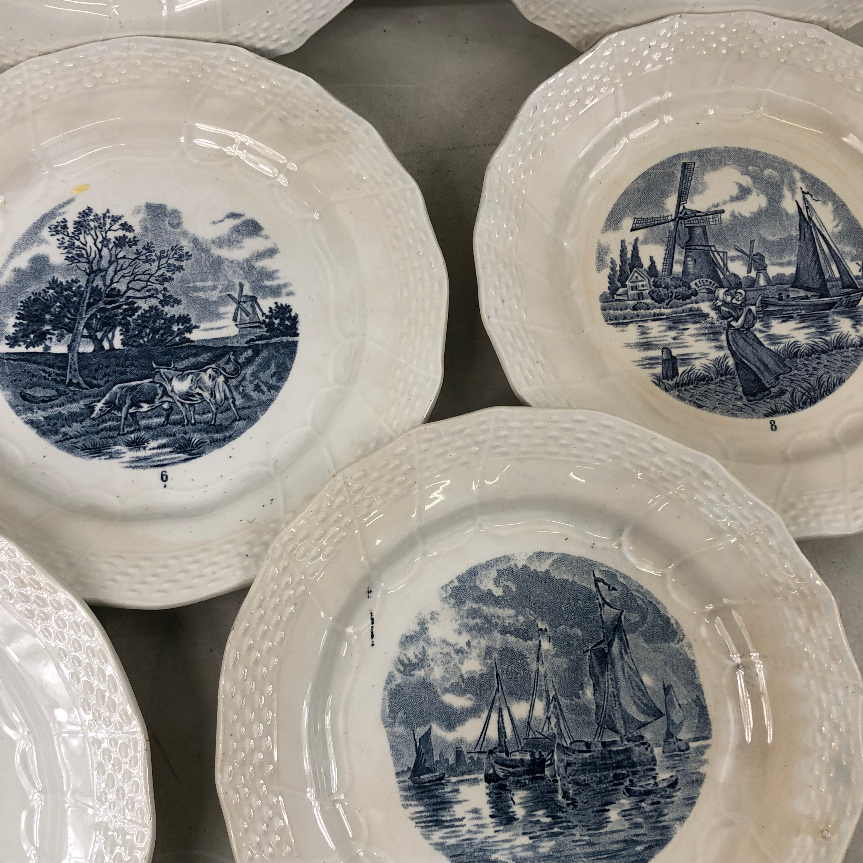 8 assiettes à dessert MOULIN DES LOUPS, DELFT  - Vue 5 - 