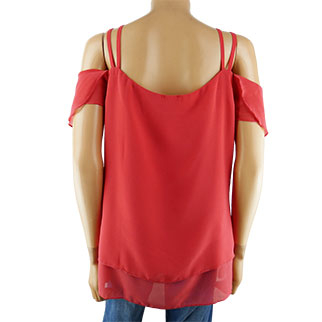 Blouse corail avec dentelle épaules dénudées - Femme - Formul - 42 - Photo 1