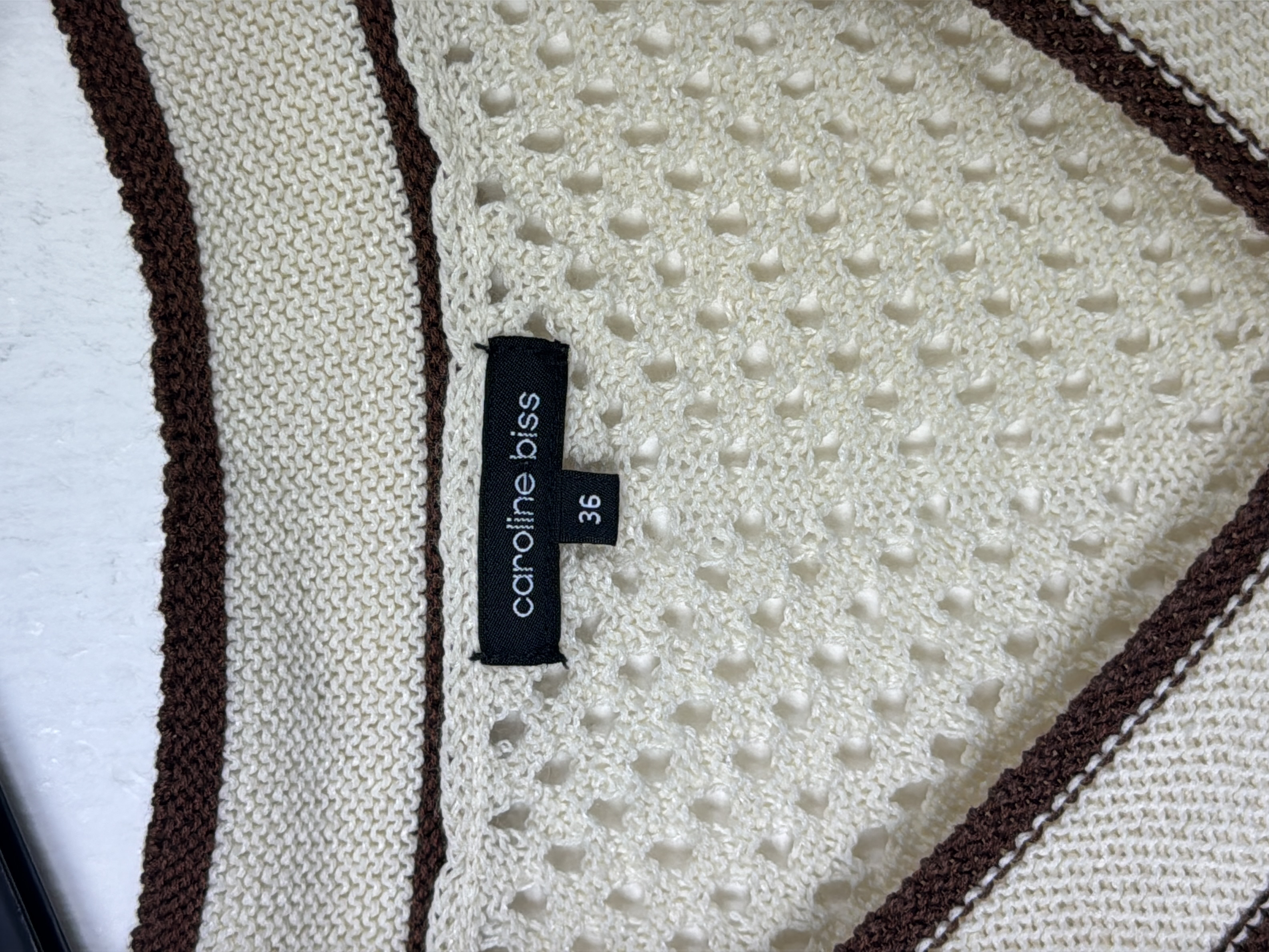 Pull ajouré Caroline biss rayures marron S 🤎 - Photo 4