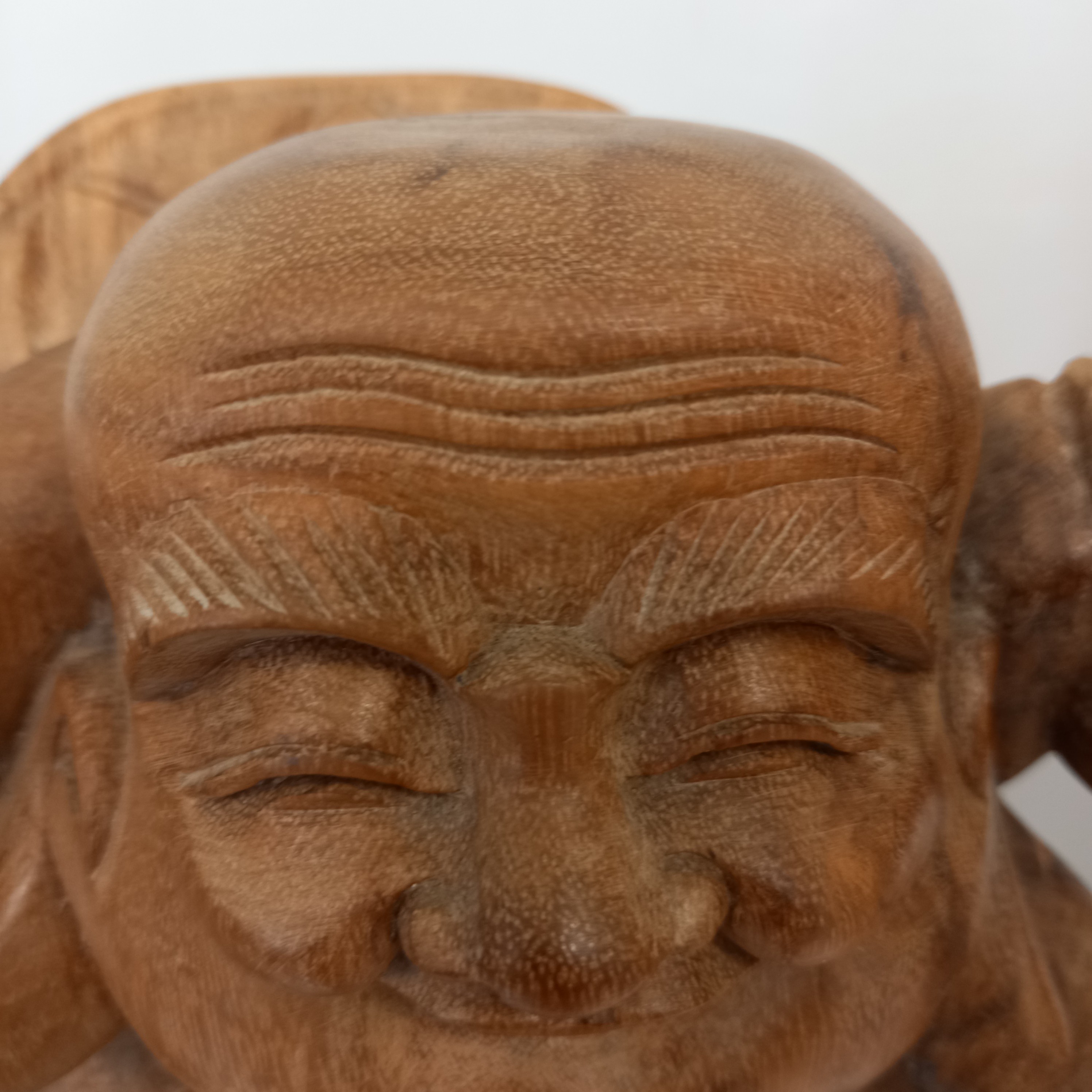 Sculpture bouddha rieur bois Art Asiatique Hauteur 40 cm  - Photo 3