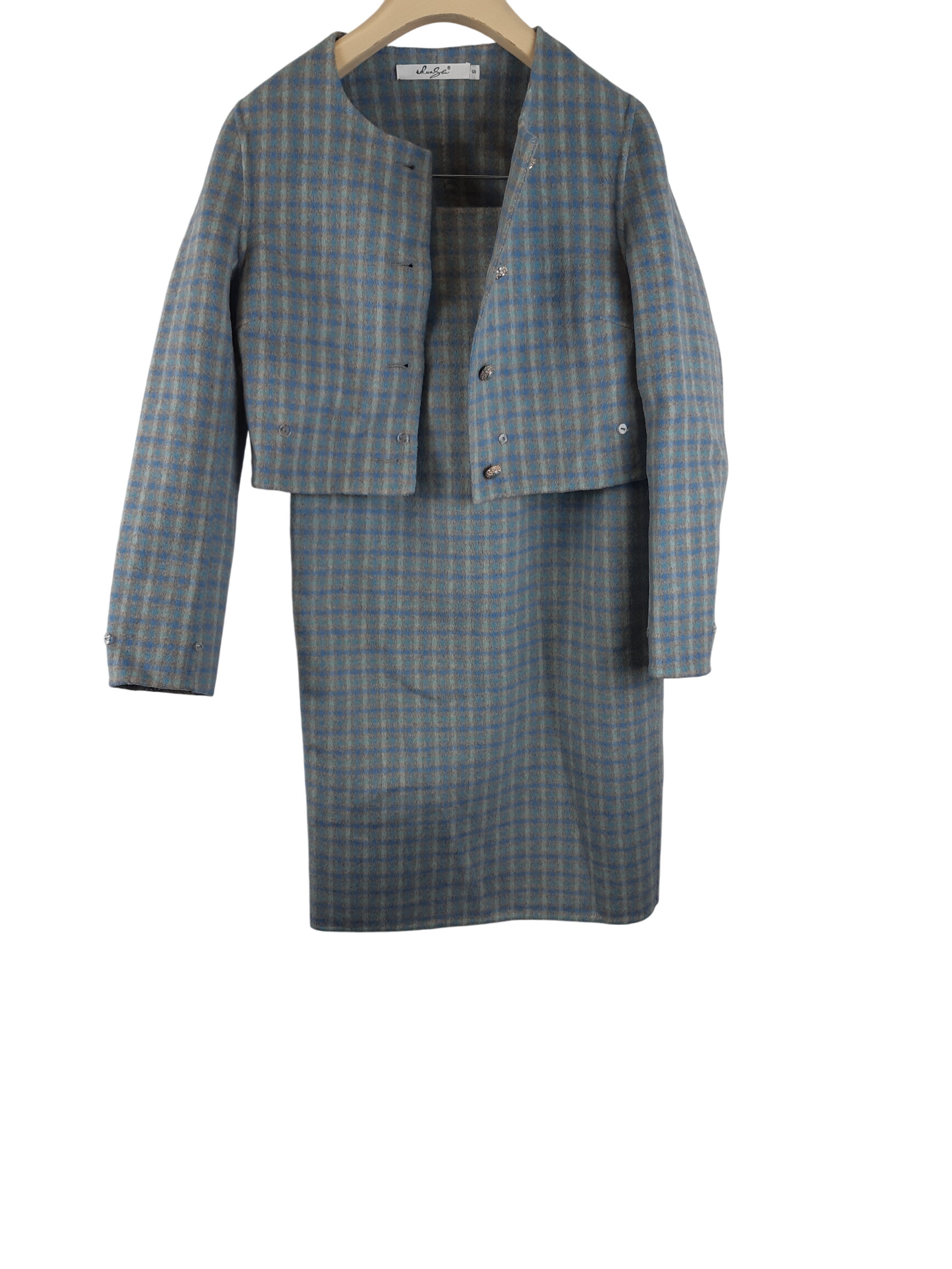 Idua Slu - Ensemble vintage veste et jupe en laine - Taille S - Label Emmaus - Modalova