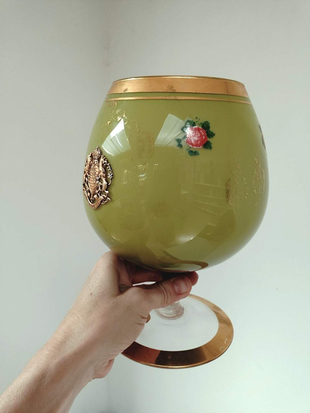 Vase boule en opaline vert à liseré doré,style Napoléon 3, made in Italy. - Photo 7