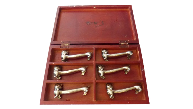 Lot de 6 Porte couteaux Chatons en métal argenté  -  reconditionné disponible sur Label Emmaüs