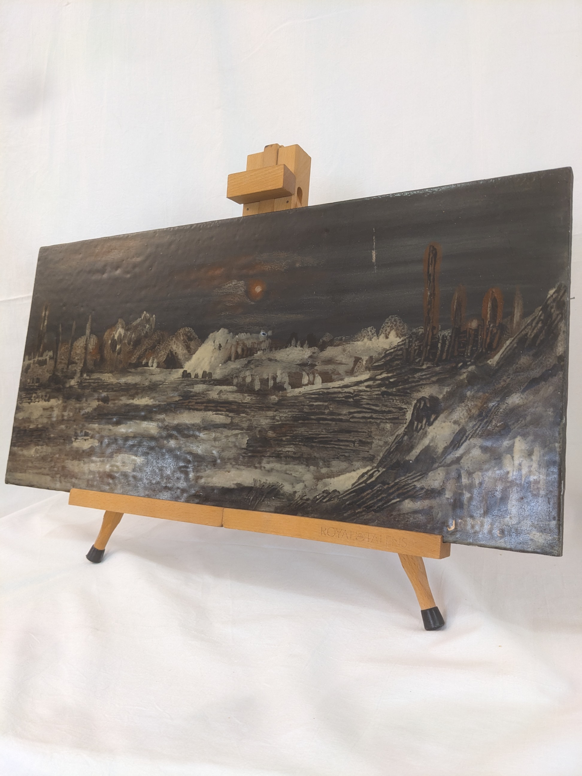 Tableau paysage - huile sur panneau de particule - Photo 1