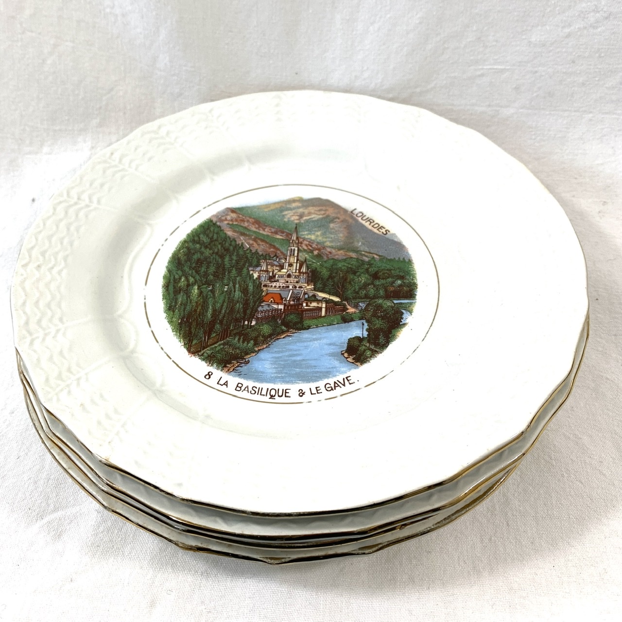 Lot de 10 assiettes - Sarreguemines thème Lourdes - Bon état - Photo 14